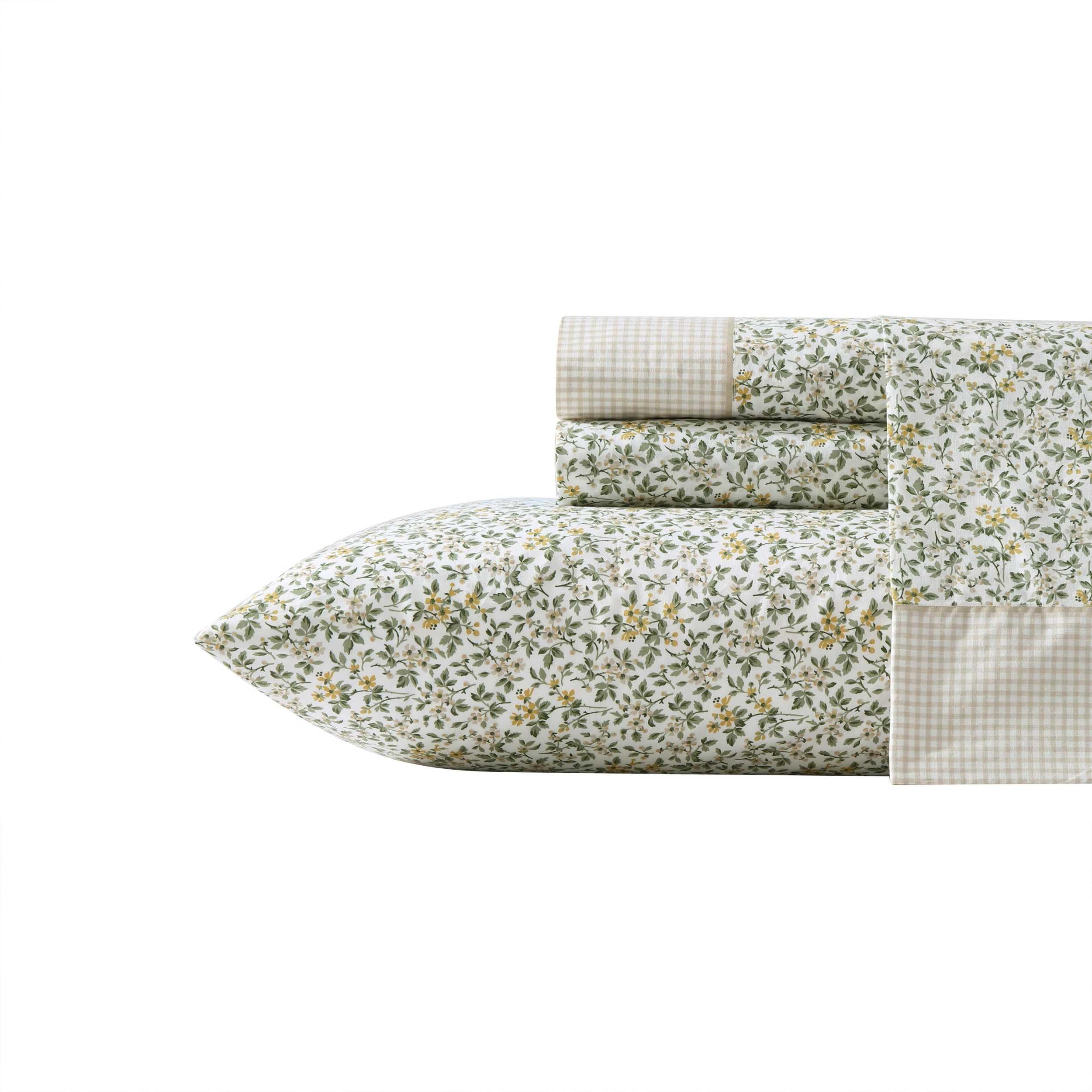 Laura Ashley - Queen Sheet Set, Crisp & Cool Sheets w/a Naturally Smooth Cotton Percale Feel, Deep Pocket, Bed Sheets with Matching Pillowcases & Fitted Sheet (Francesca Blue)