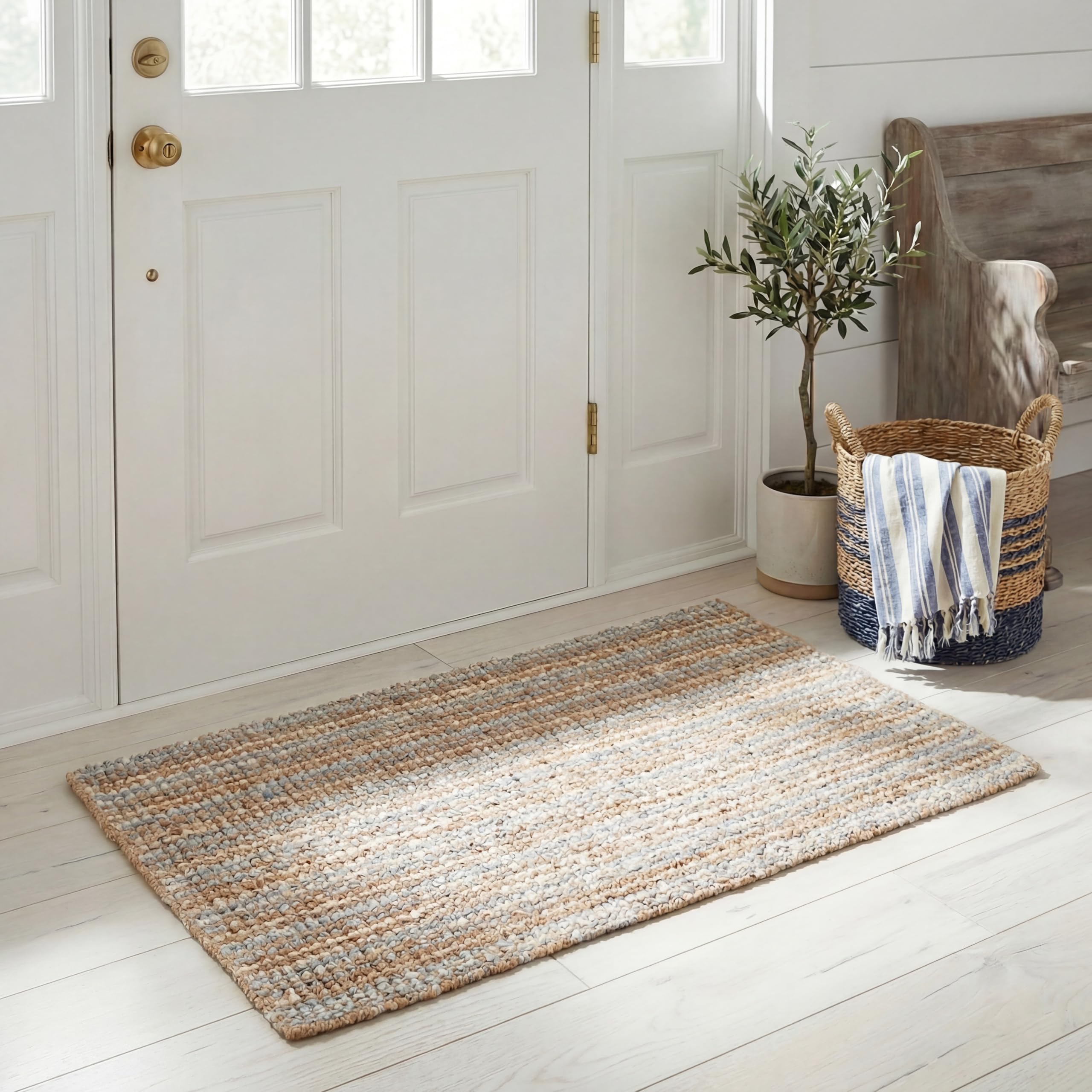 SAFAVIEH Natural Fiber Collection Runner Rug - 2'6" x 6', Natural Brown, Handmade Jute, Farmhouse Style, Chunky Textured Thick Pile (NF447A)