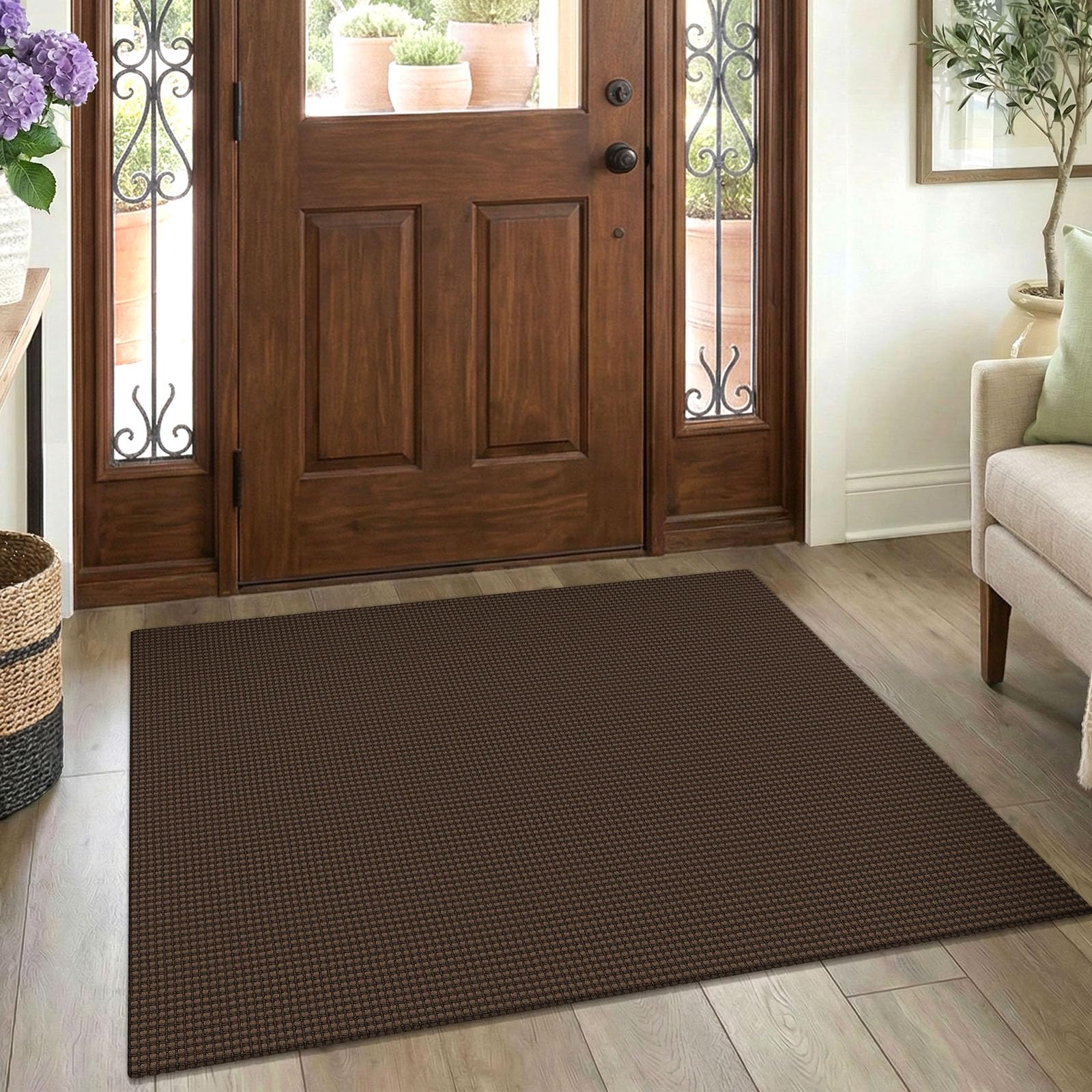 EARTHALL Woven Runner Rug 2x5 Ft Washable Runners for Hallways Cotton Non Slip Rubber Backed Kitchen Runner Braided Indoor Floor Carpet for Entryway, Hallway, Kitchen, Bedroom, Orange/Tan/Brown
