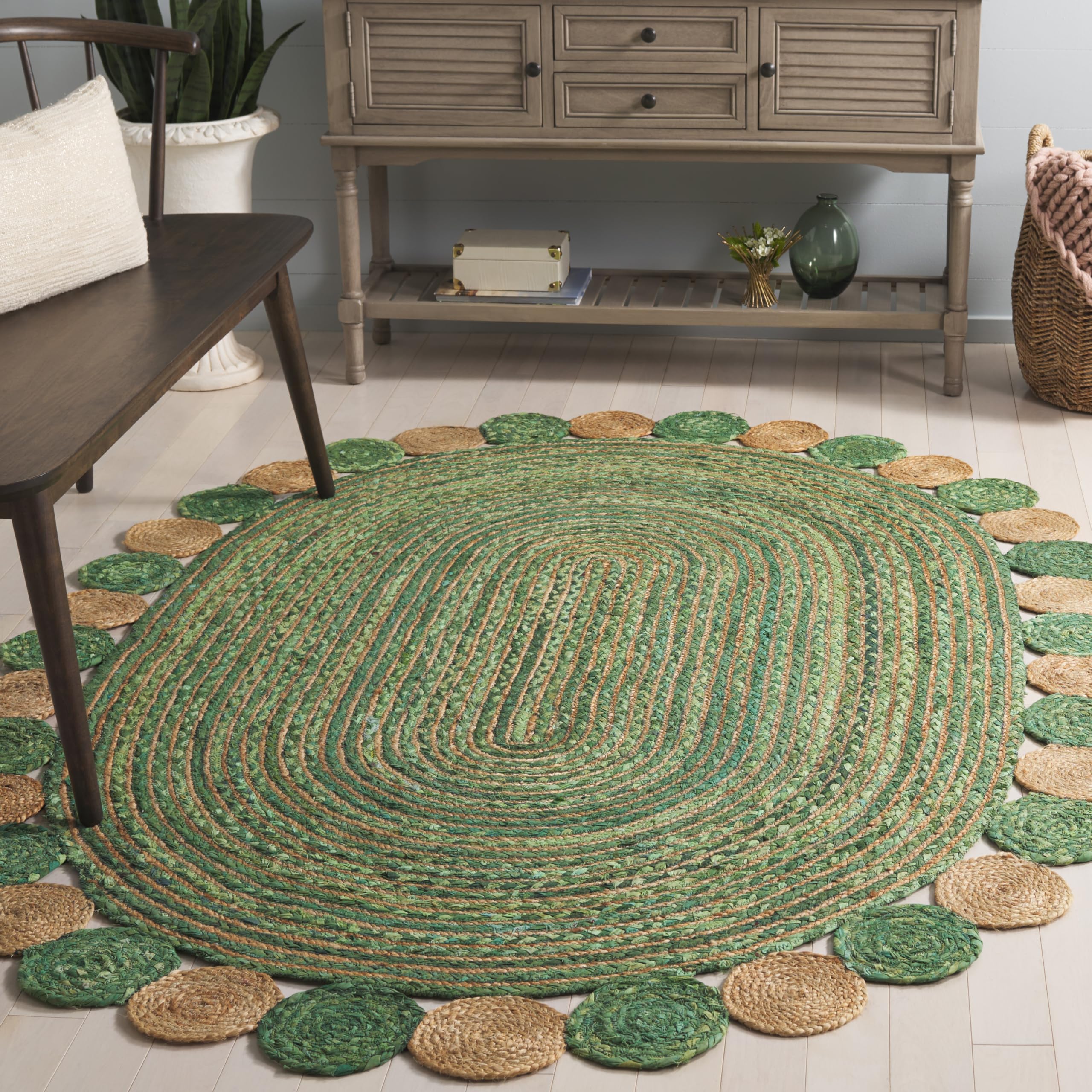 SAFAVIEH Cape Cod Collection Runner Rug - 2'3" x 6', Beige & Multi, Handmade Boho Braided Jute & Cotton, Ideal for High Traffic Areas in Living Room, Bedroom (CAP201B)