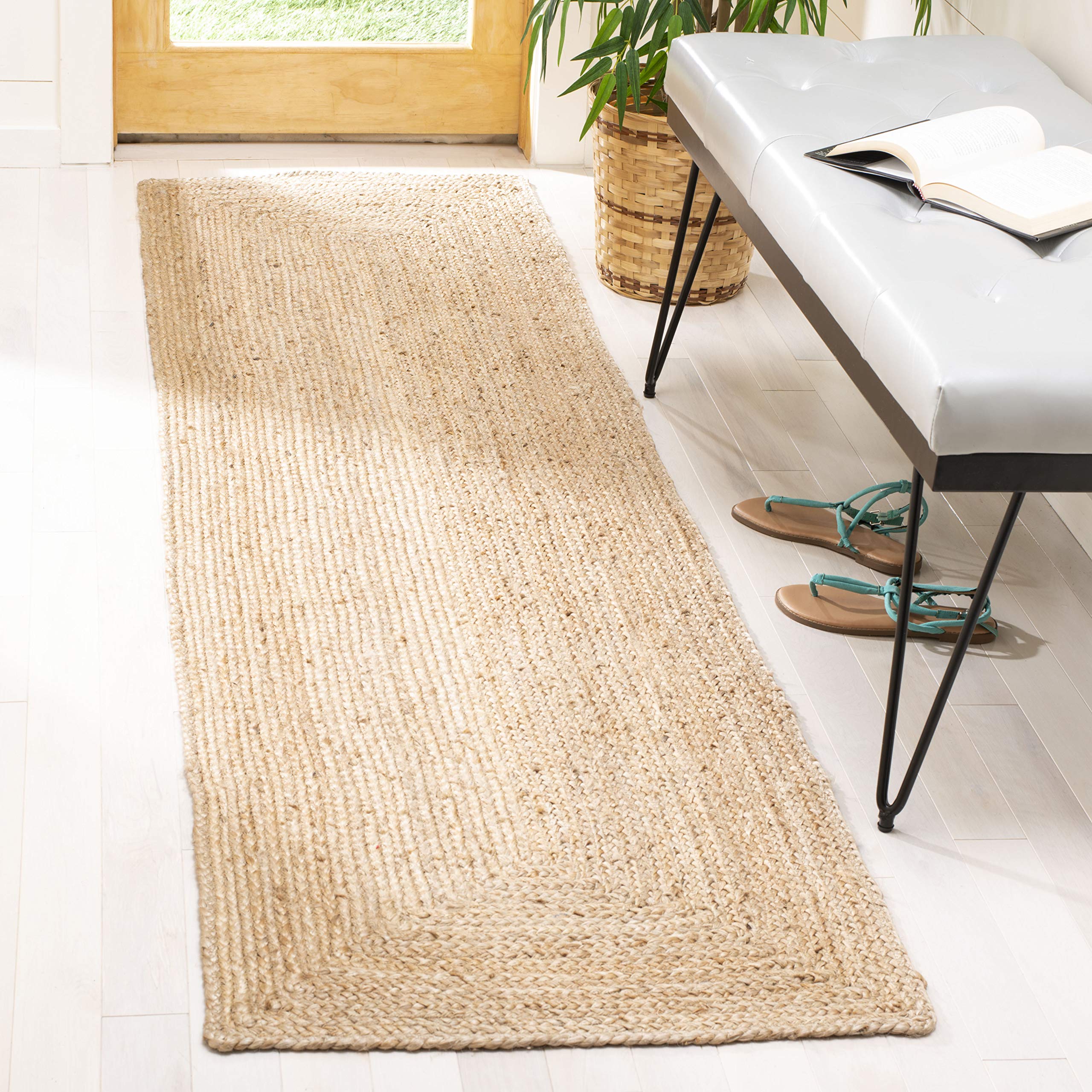 SAFAVIEH Cape Cod Collection Runner Rug - 2'3" x 8', Natural Brown, Handmade Braided Flat Weave Jute (CAP252A)