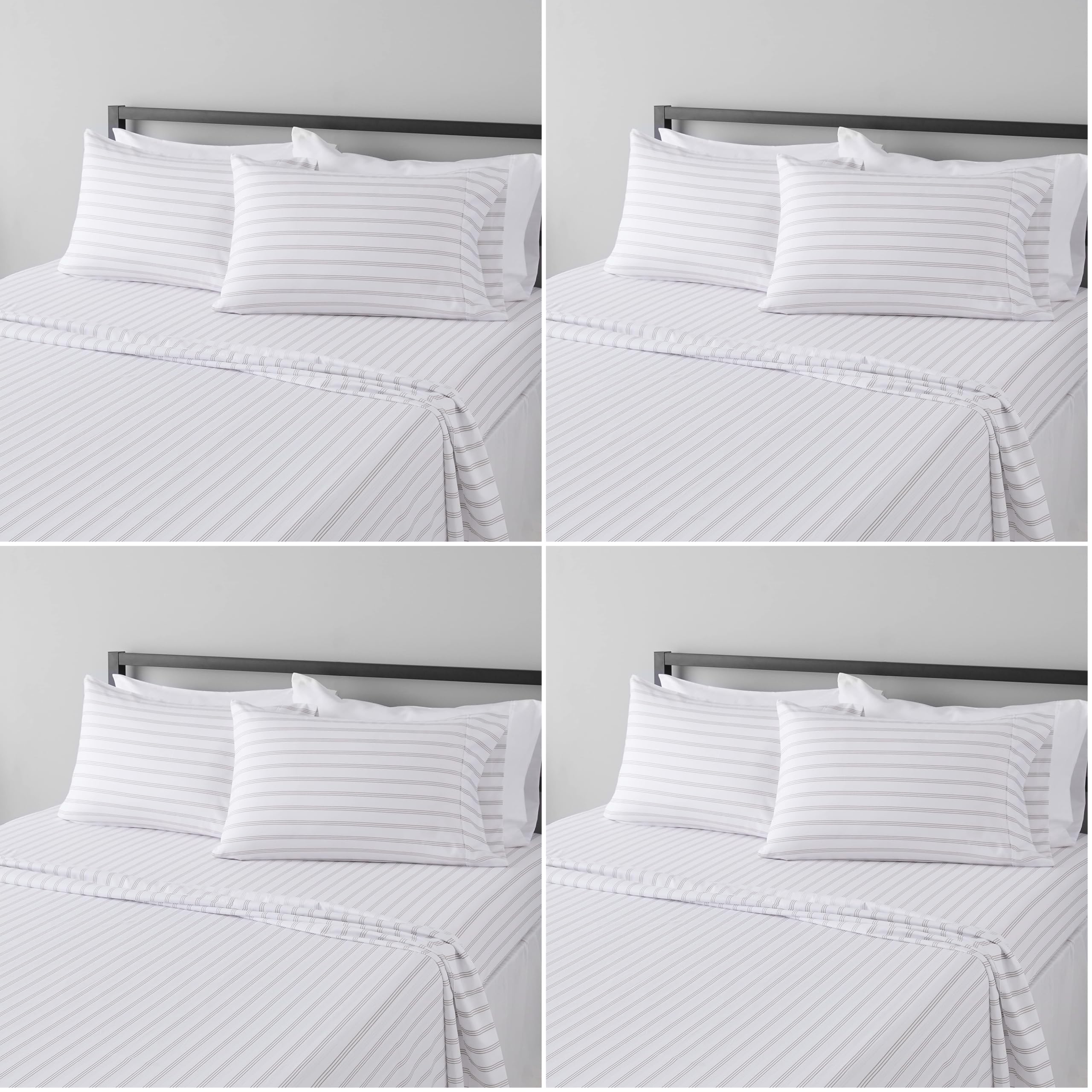 Amazon Basics Breathable, Wrinkle Free Lightweight Microfiber 4-Piece Bed Sheet Set with 14-Inch Deep Pockets, Includes Comfortable Pillowcases, Queen, Peachy Coral, Solid