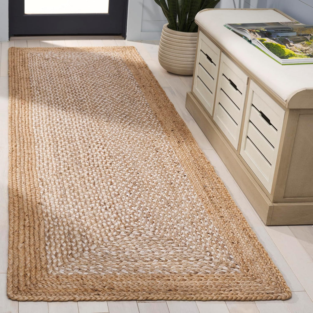 SAFAVIEH Natural Fiber Collection Runner Rug - 2'6" x 10', Natural & Ivory, Handmade Farmhouse Boho Coastal Rustic Jute, Ideal for High Traffic Areas in Living Room, Bedroom (NF885B)