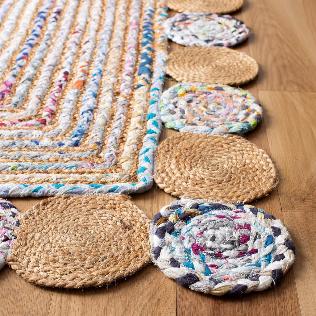 SAFAVIEH Cape Cod Collection Runner Rug - 2'3" x 6', Beige & Multi, Handmade Boho Braided Jute & Cotton, Ideal for High Traffic Areas in Living Room, Bedroom (CAP201B)