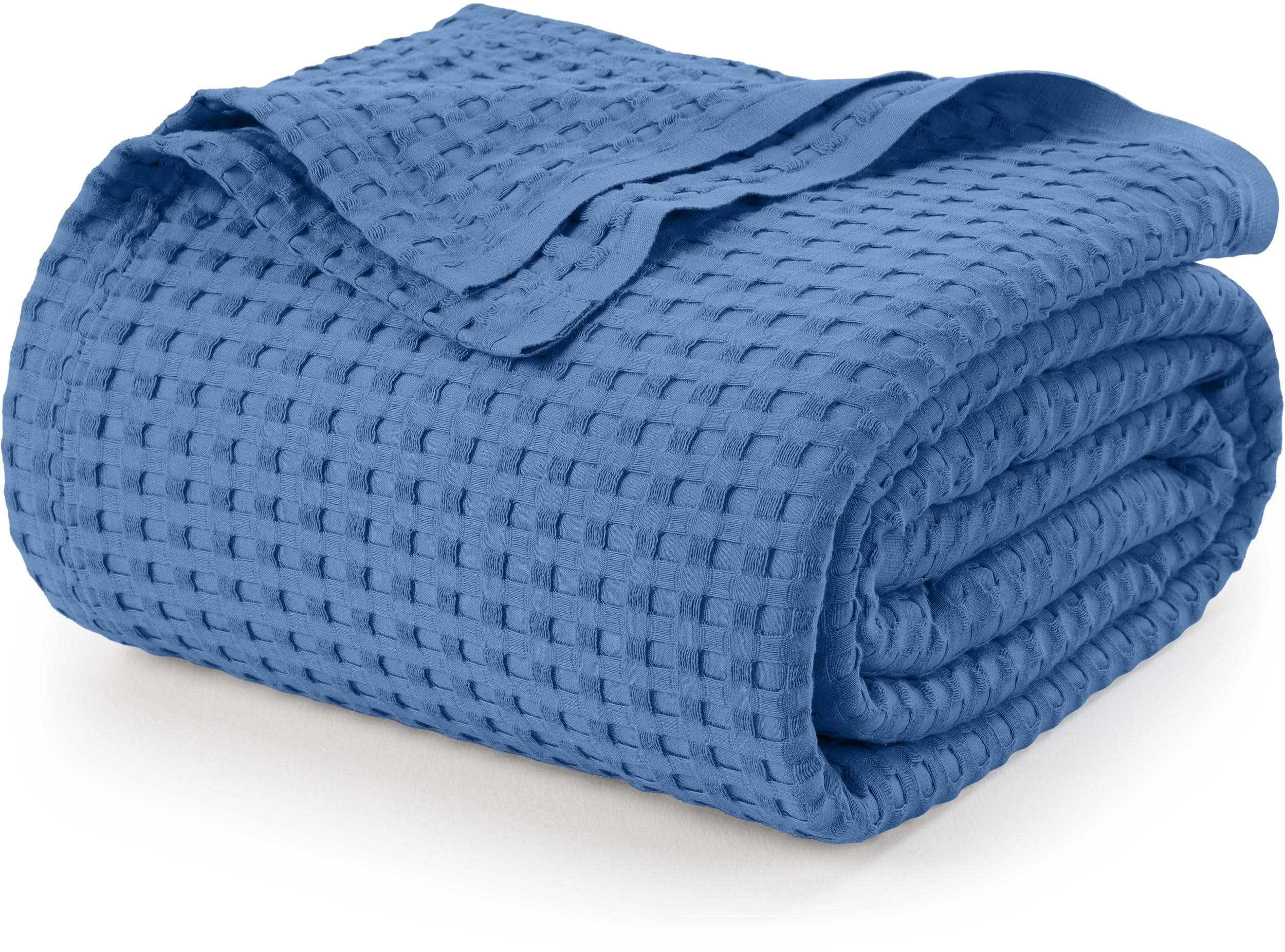 Utopia Bedding 100% Cotton Waffle Weave Blanket Queen Size for Bed - Lightweight, Breathable Summer Blankets Soft and Cozy, Gifts for Women Home Room Decor (White, 90x90 Inch)