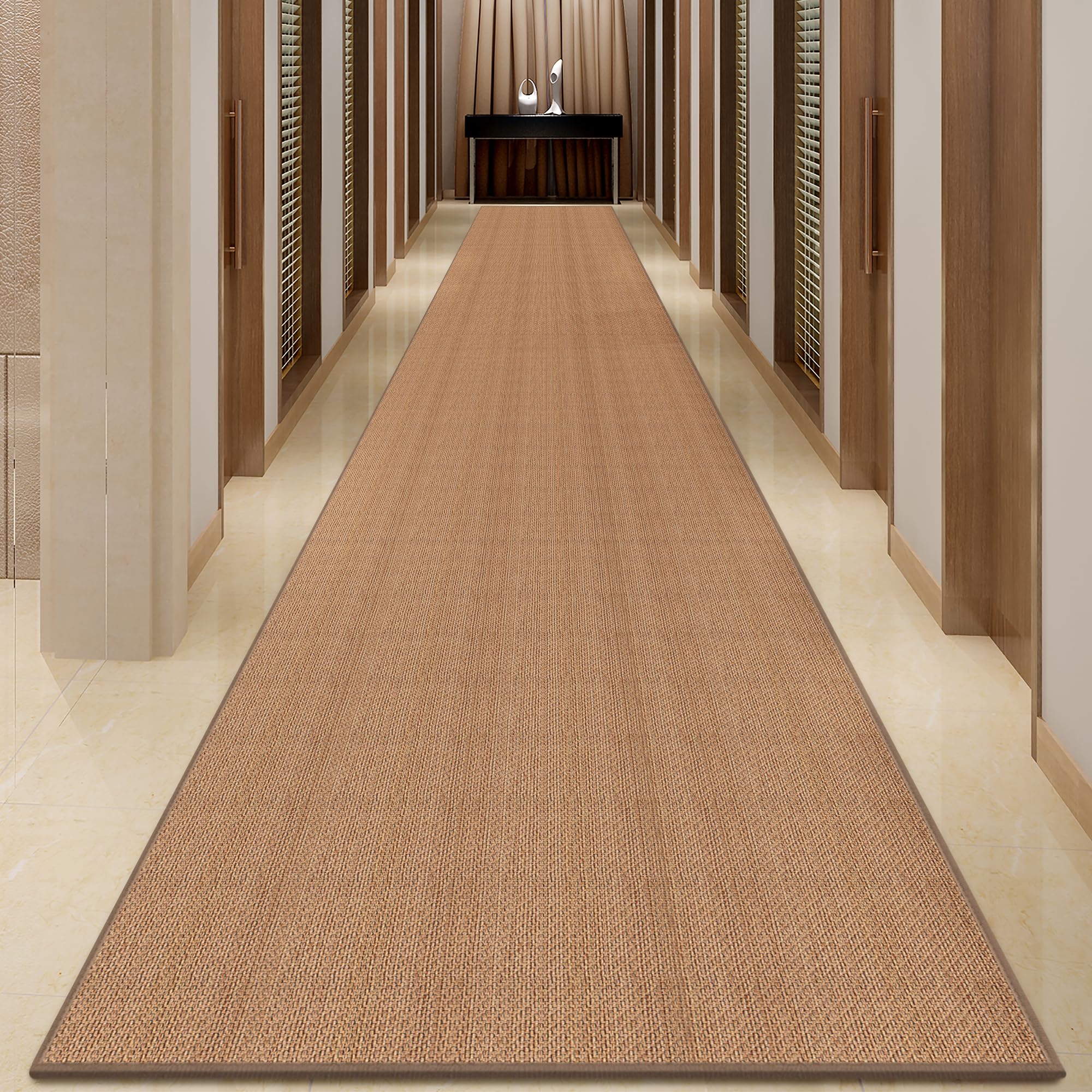 GOYLSER 10 ft Washable Runner Rug Jute Carpet Runner for Hallway, Non Slip Bath Rug Runner Mat, Beige Indoor Runner Rugs for Entryway
