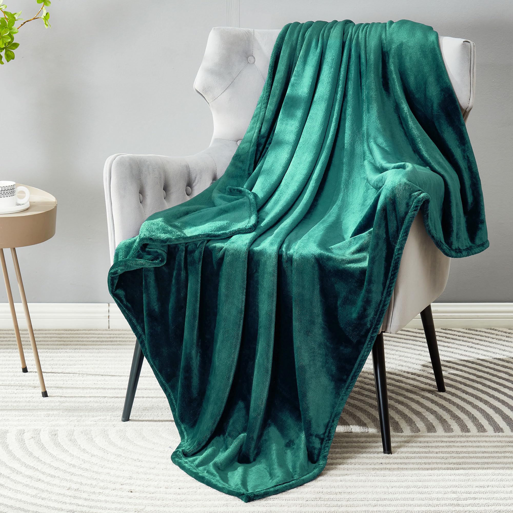 DREAMNINE Super Soft Fuzzy Fleece Throw Blanket for Couch Sofa 50" x 60", Decorative Solid Lightweight Velvet Blanket for Chair, Cozy Accent Shaggy Micro Plush Flannel Blankets for Bedroom Dorm, Peach