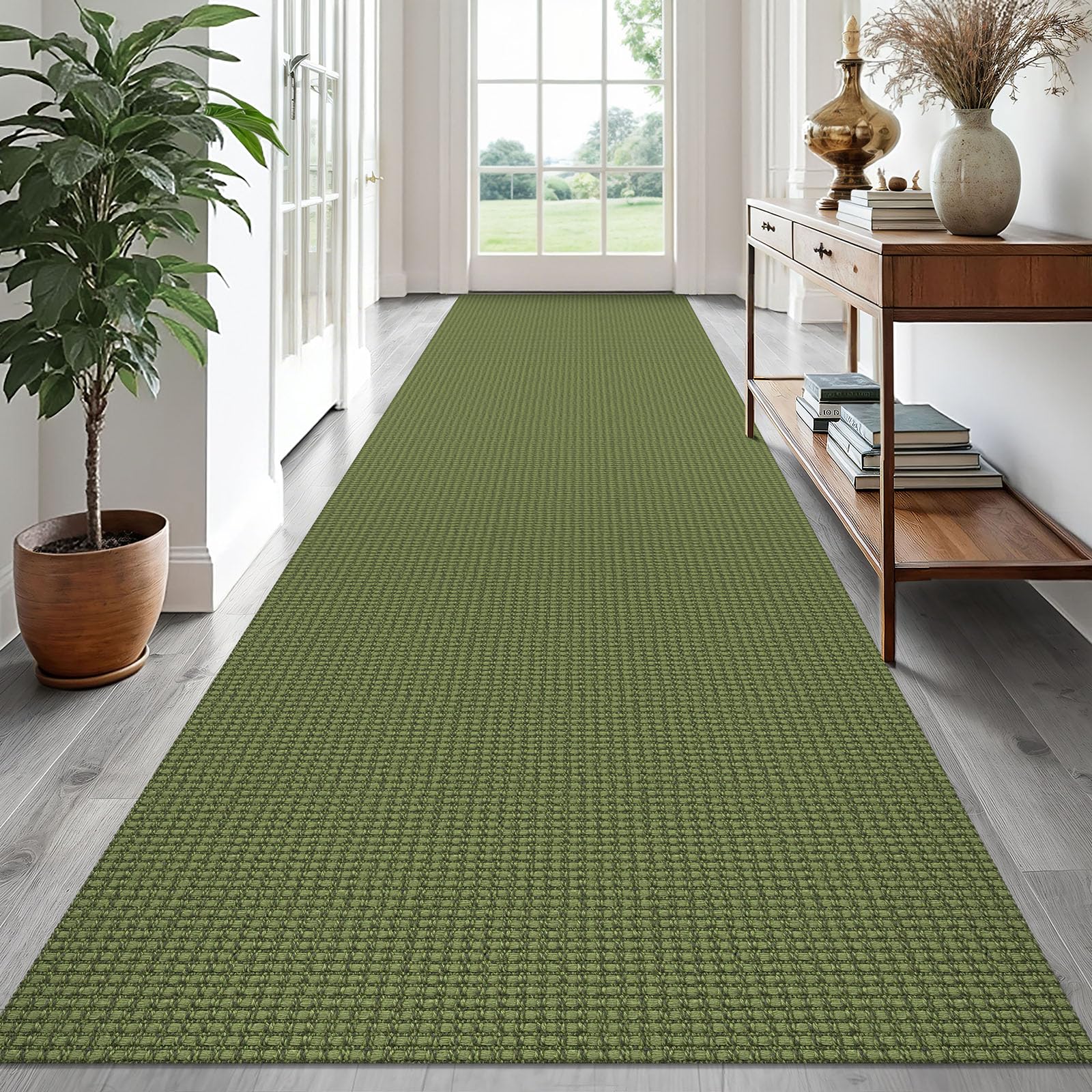 EARTHALL Woven Runner Rug 2x5 Ft Washable Runners for Hallways Cotton Non Slip Rubber Backed Kitchen Runner Braided Indoor Floor Carpet for Entryway, Hallway, Kitchen, Bedroom, Orange/Tan/Brown