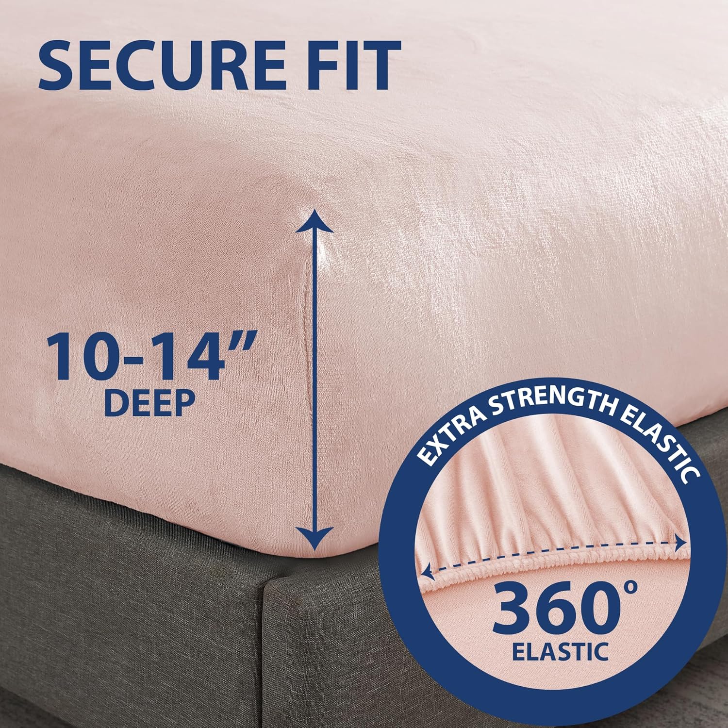 Cathay Home Full Plush Fur Fitted Sheet - Ultra Soft & Thick Plush Fur - All Season Cozy Warmth - 12" Deep Pocket Fitted Sheet Only (Full, Blush)