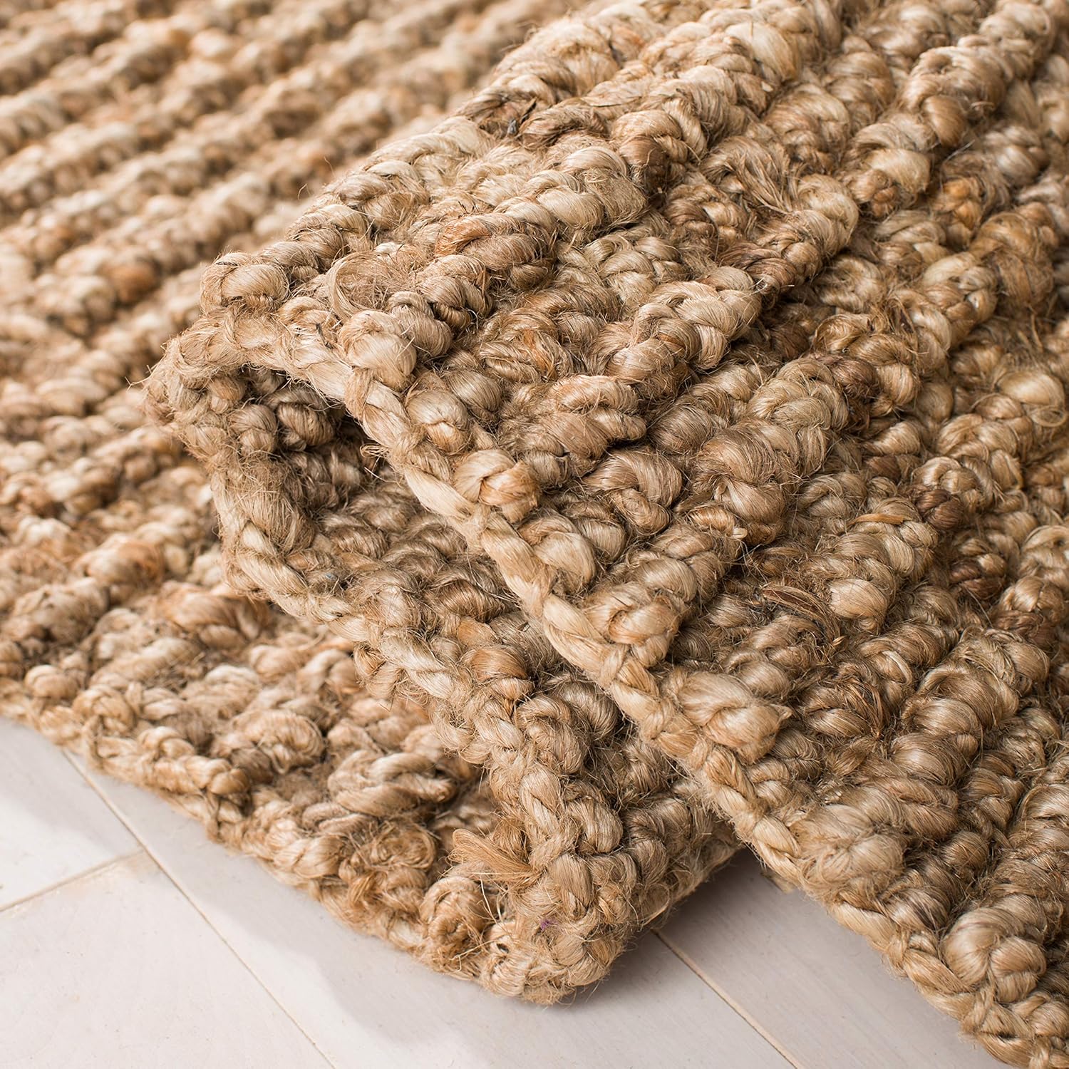 SAFAVIEH Natural Fiber Collection Runner Rug - 2'6" x 6', Natural Brown, Handmade Jute, Farmhouse Style, Chunky Textured Thick Pile (NF447A)