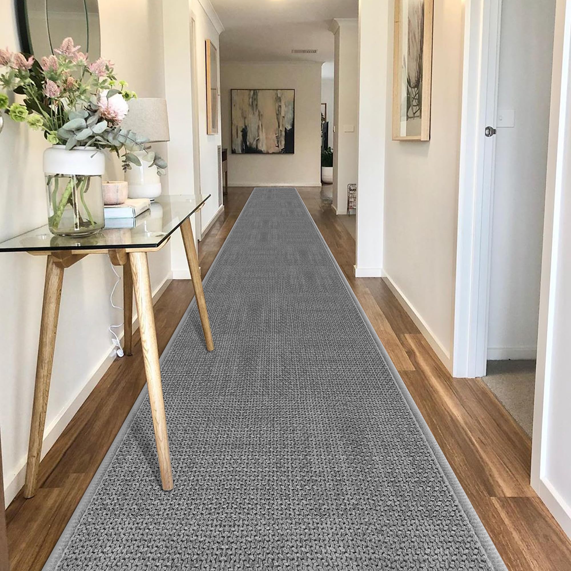 GOYLSER 10 ft Washable Runner Rug Jute Carpet Runner for Hallway, Non Slip Bath Rug Runner Mat, Beige Indoor Runner Rugs for Entryway