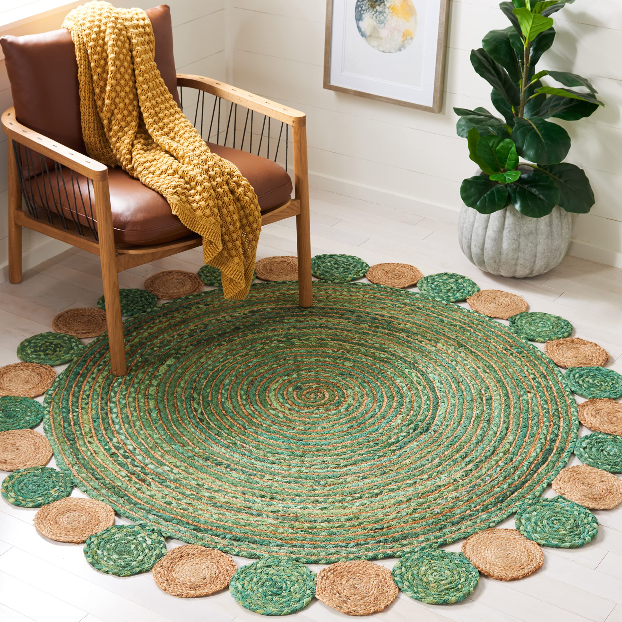 SAFAVIEH Cape Cod Collection Runner Rug - 2'3" x 6', Beige & Multi, Handmade Boho Braided Jute & Cotton, Ideal for High Traffic Areas in Living Room, Bedroom (CAP201B)
