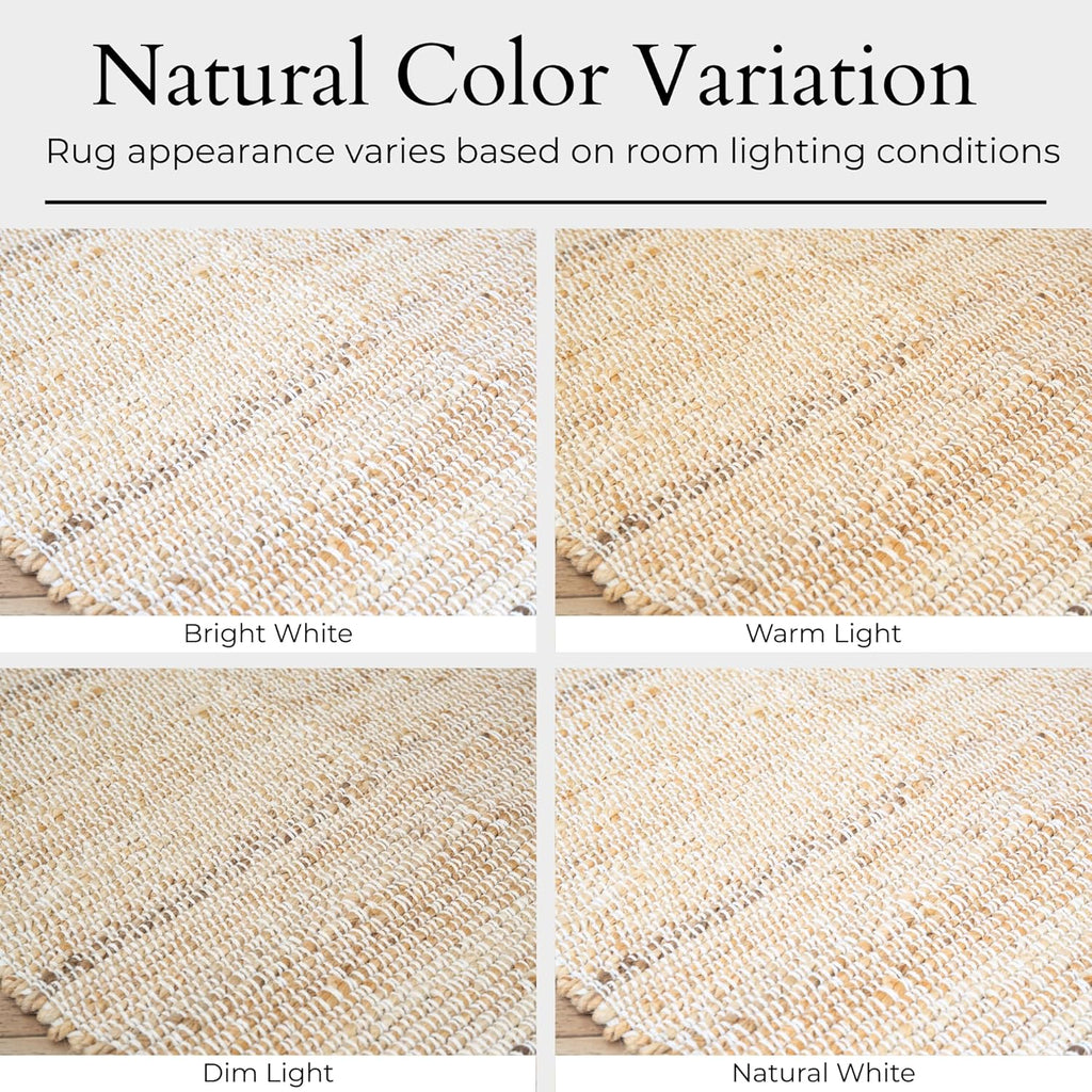 Jute-Cotton Rug 2x6 – Luxurious Natural Hallway Runner with Non-Slip Backing, Low-Profile Kitchen Rug for Entryway, Boho Decor, or High-Traffic Areas – Eco-Friendly 2x6 Jute Cotton