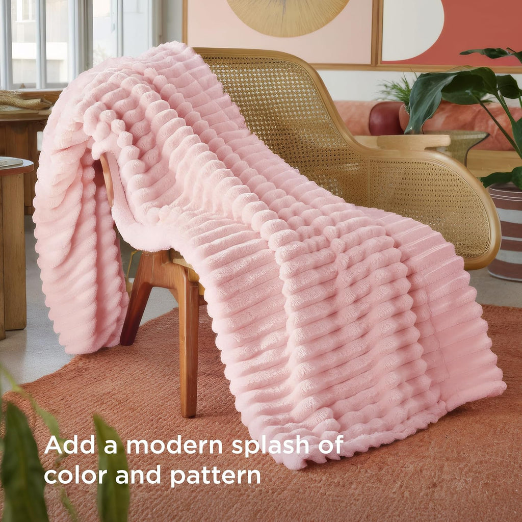Bedsure GentleSoft Pink Throw Blanket for Couch - Birthday Gifts for Teenage Girls Sister Women Teacher Graduation Gifts, Cozy Cute Fleece Bed Throw Blanket, Coral Pink Room Home Decor, 50x60 Inches
