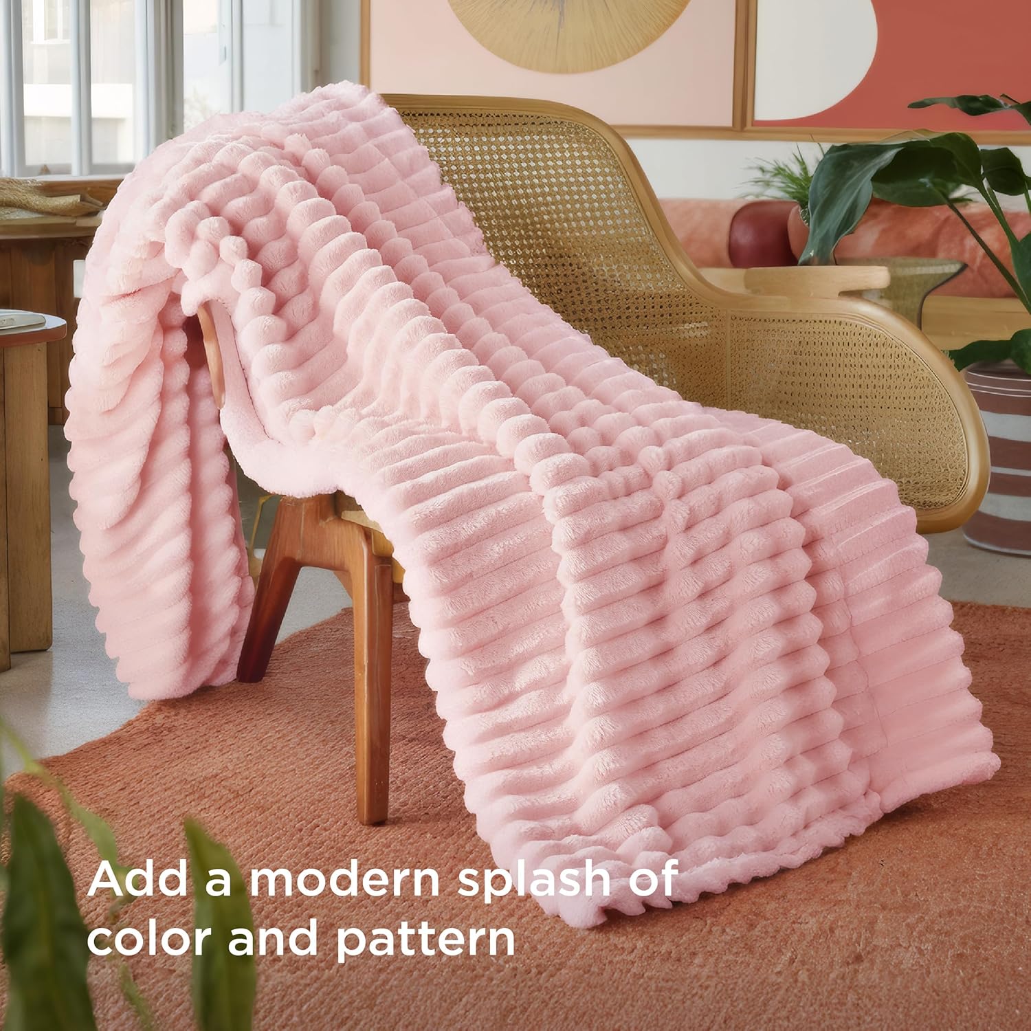Bedsure GentleSoft Pink Throw Blanket for Couch - Birthday Gifts for Teenage Girls Sister Women Teacher Graduation Gifts, Cozy Cute Fleece Bed Throw Blanket, Coral Pink Room Home Decor, 50x60 Inches