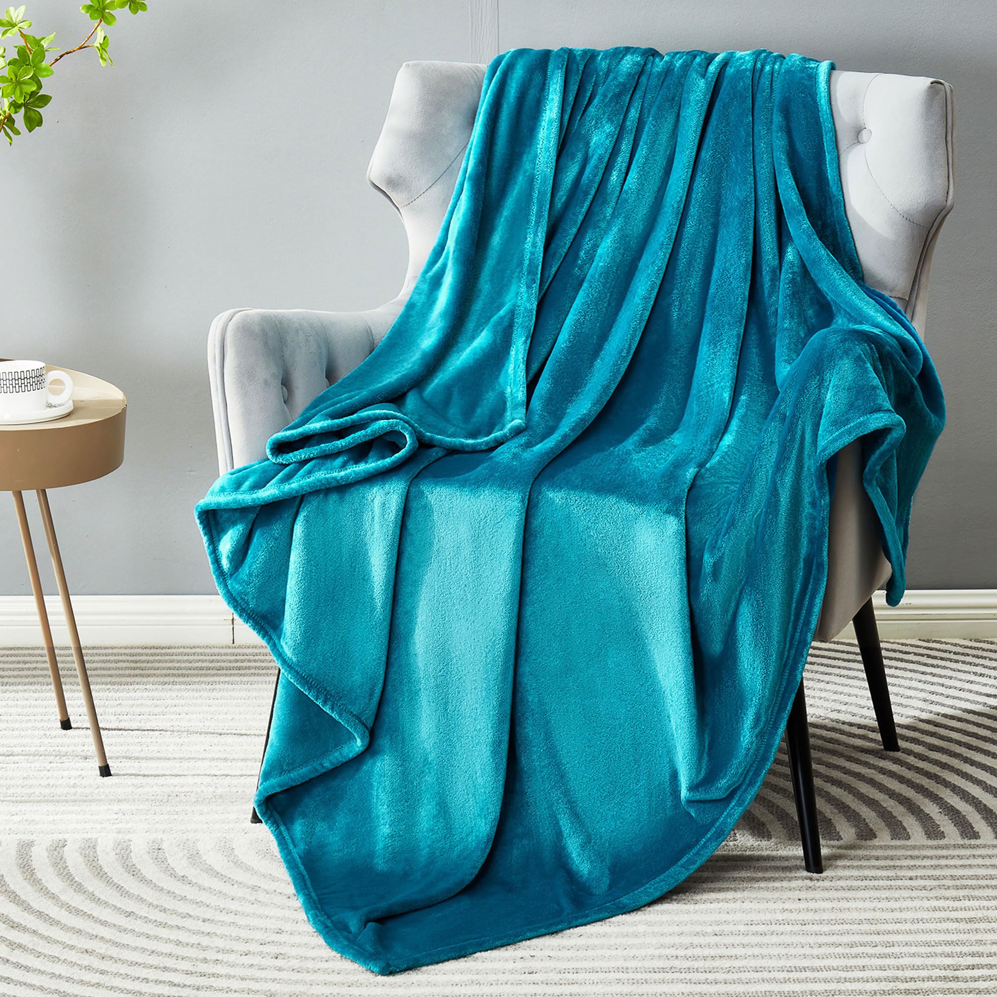 DREAMNINE Super Soft Fuzzy Fleece Throw Blanket for Couch Sofa 50" x 60", Decorative Solid Lightweight Velvet Blanket for Chair, Cozy Accent Shaggy Micro Plush Flannel Blankets for Bedroom Dorm, Peach