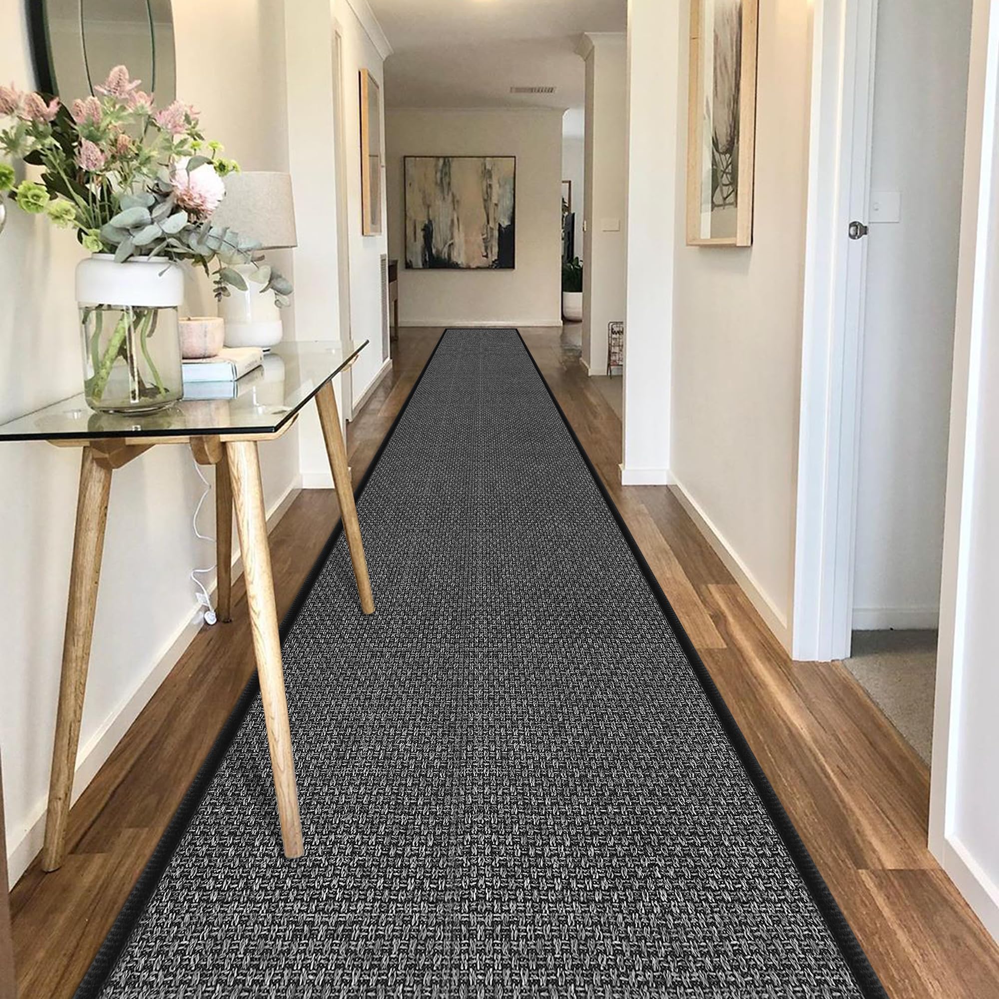 GOYLSER 10 ft Washable Runner Rug Jute Carpet Runner for Hallway, Non Slip Bath Rug Runner Mat, Beige Indoor Runner Rugs for Entryway