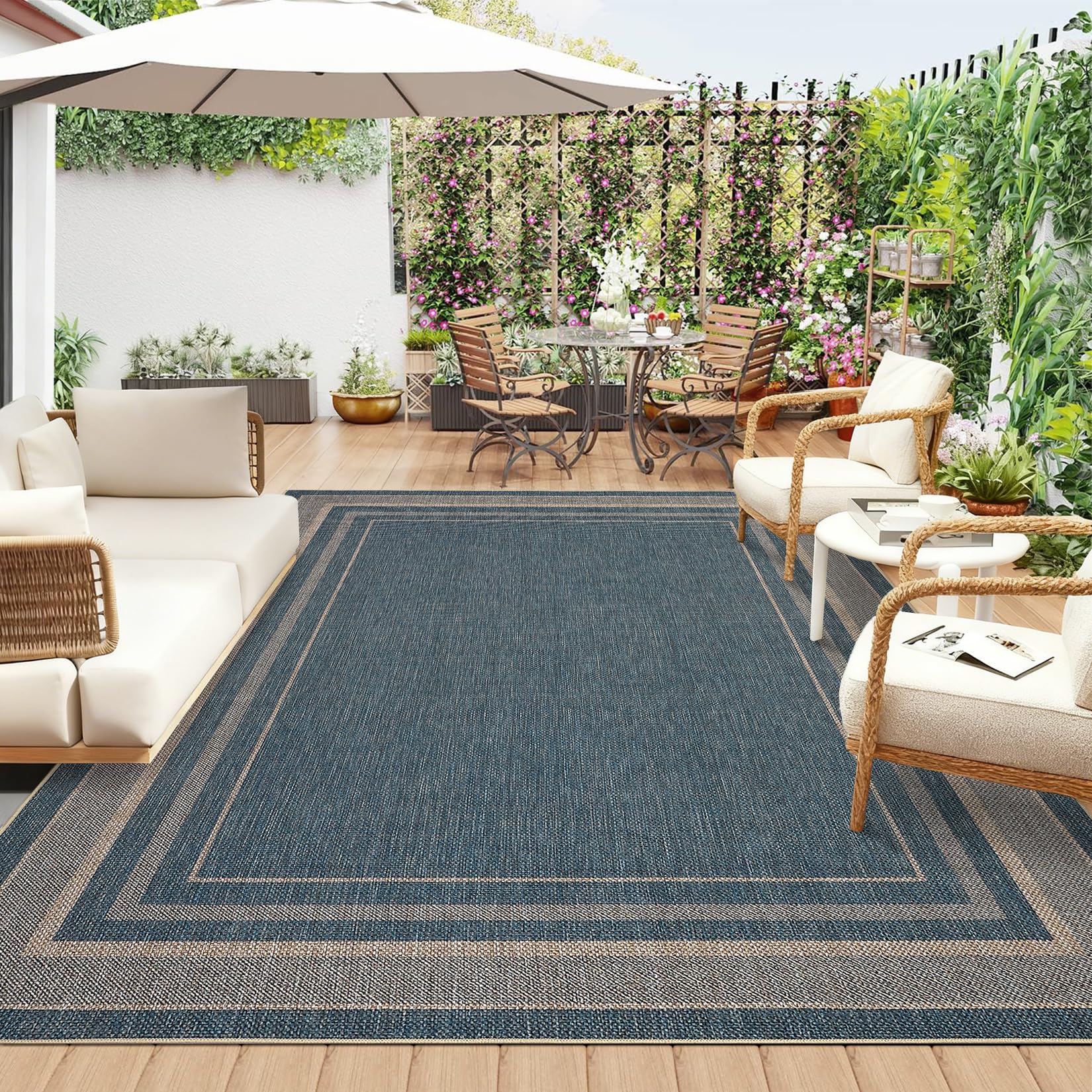 2x6 Runner Rug for Hallway Modern Solid Washable Kitchen Rugs Non Slip Outdoor Patio Runner Rugs Indoor Outdoor Easy Jute Rug Neutral Easy Jute Runners for Porch Entryway Living Room Bedroom, Natural