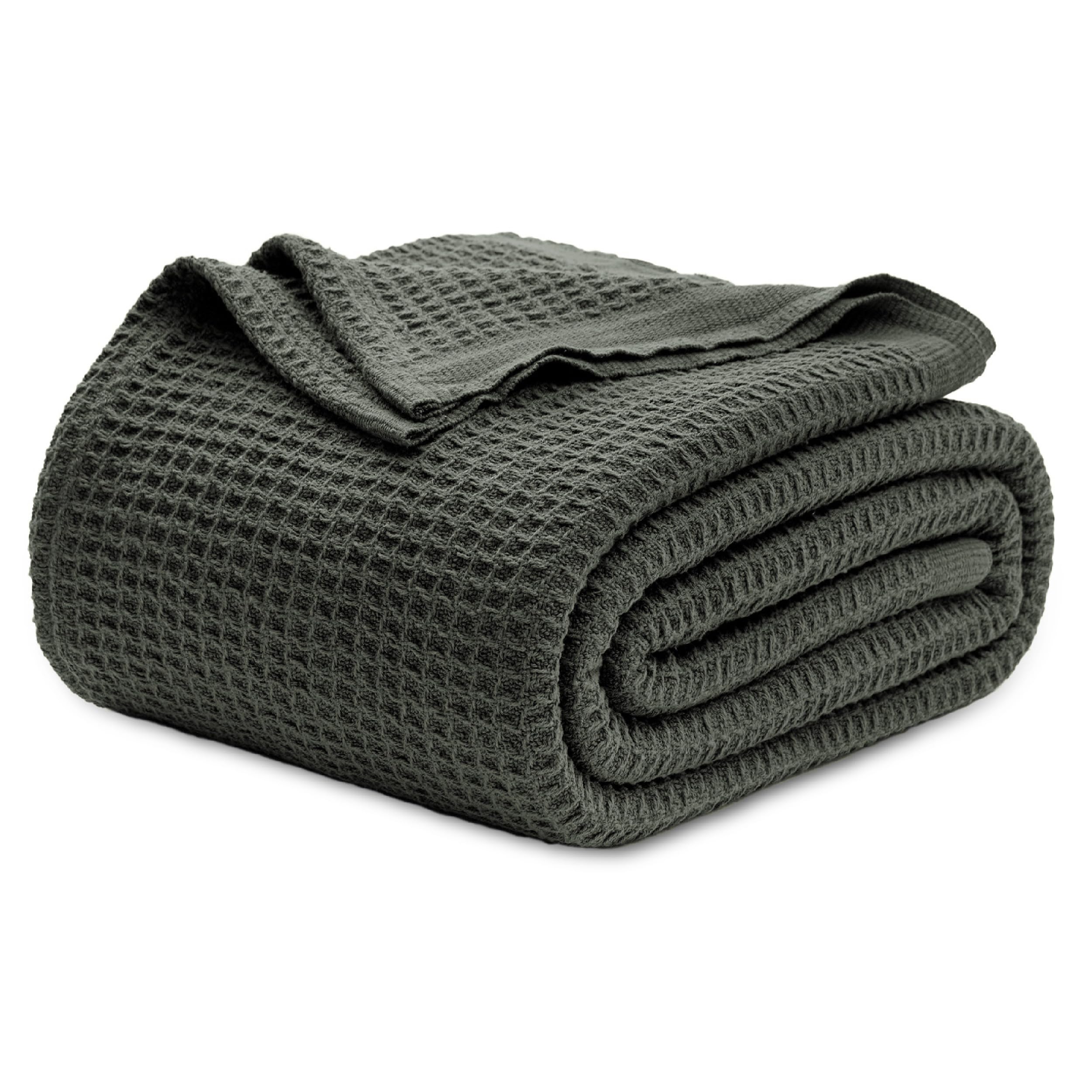 Bedsure Gentlesoft 100% Cotton Blanket Twin XL Size for College Dorm - Cooling Breathable and Soft for Summer, Waffle Weave Twin Blanket for Bed, Dorm Room Essentials, White, 66x90 inches