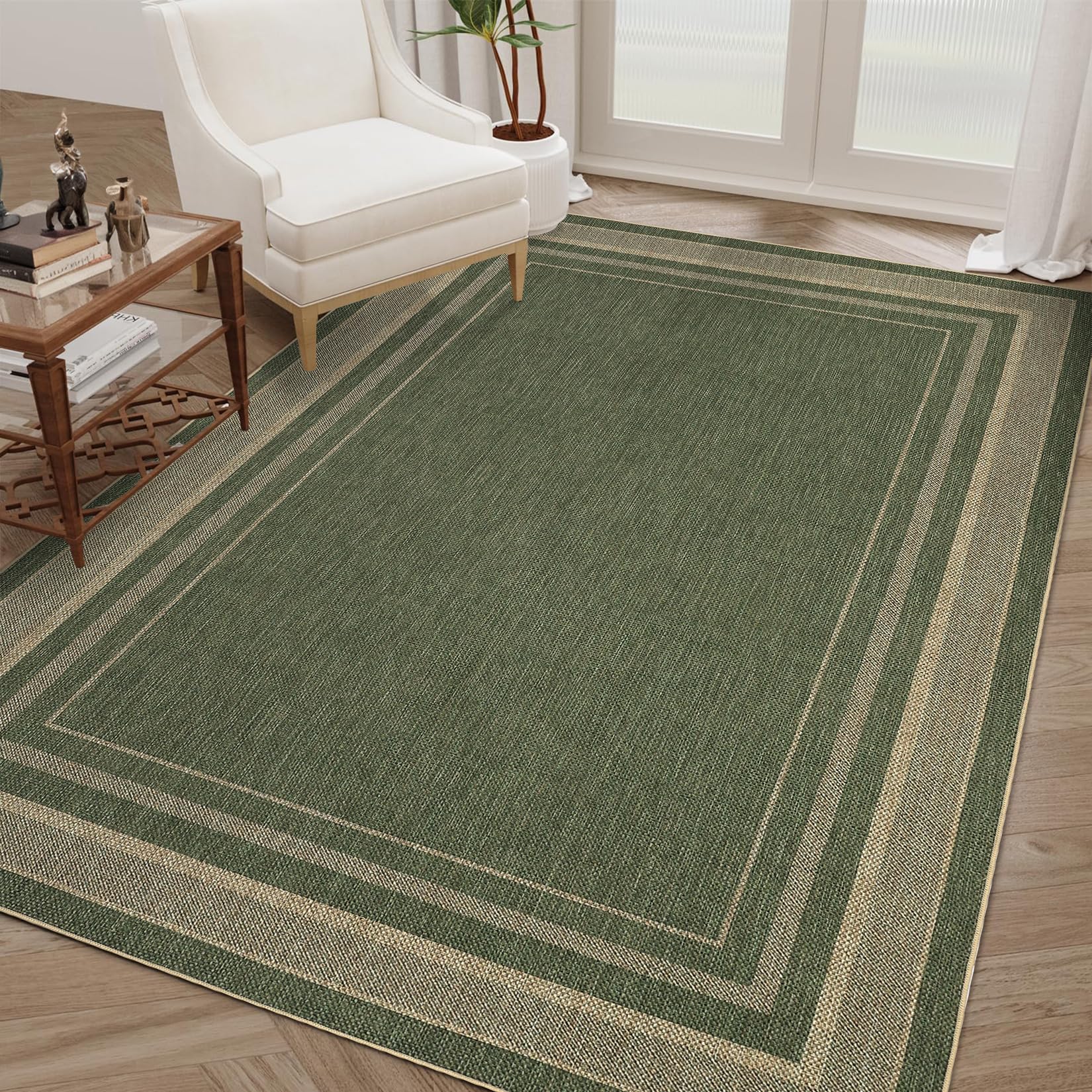 2x6 Runner Rug for Hallway Modern Solid Washable Kitchen Rugs Non Slip Outdoor Patio Runner Rugs Indoor Outdoor Easy Jute Rug Neutral Easy Jute Runners for Porch Entryway Living Room Bedroom, Natural