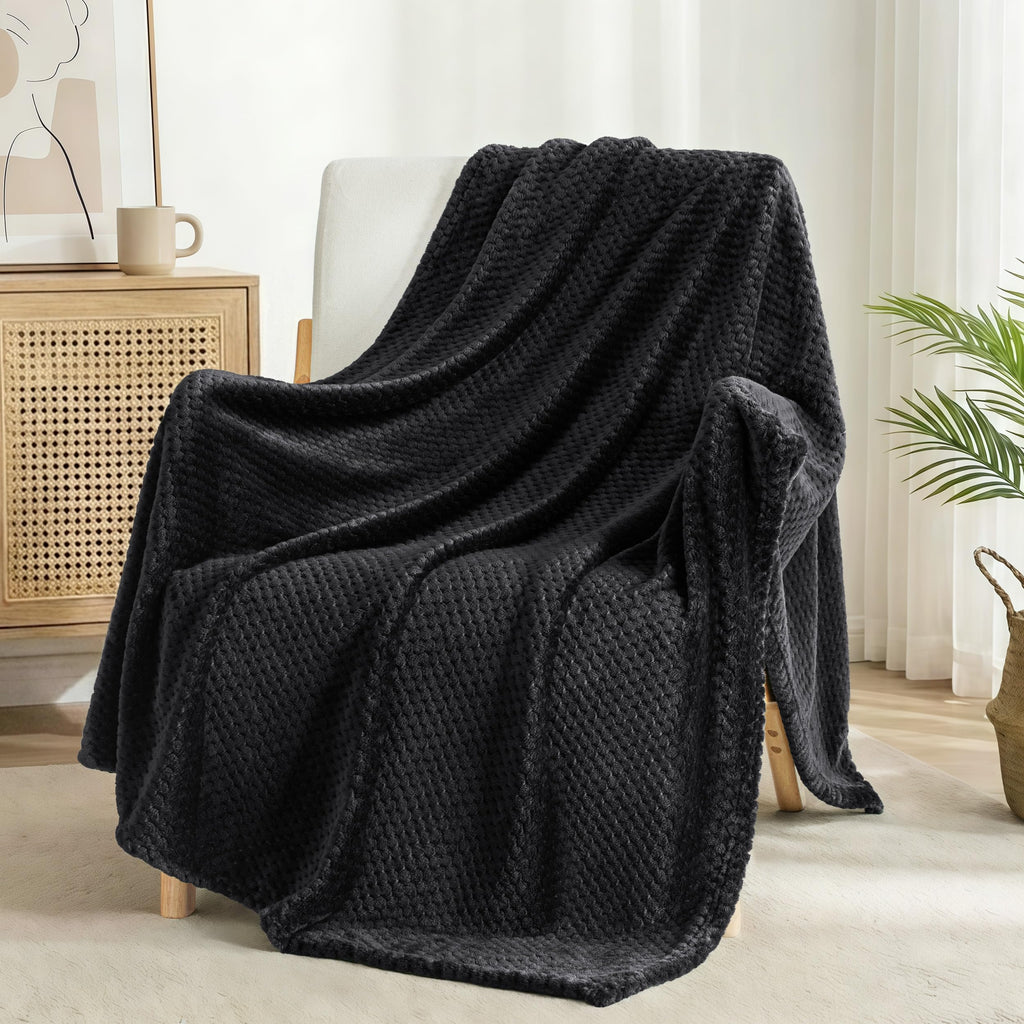 Exclusivo Mezcla Fleece Throw Blanket Extra Large, Super Soft and Warm Blankets for Couch, Sofa and Bed Waffle Textured, Cozy, Fuzzy and Lightweight (Slate Blue, 50x70 Inches)
