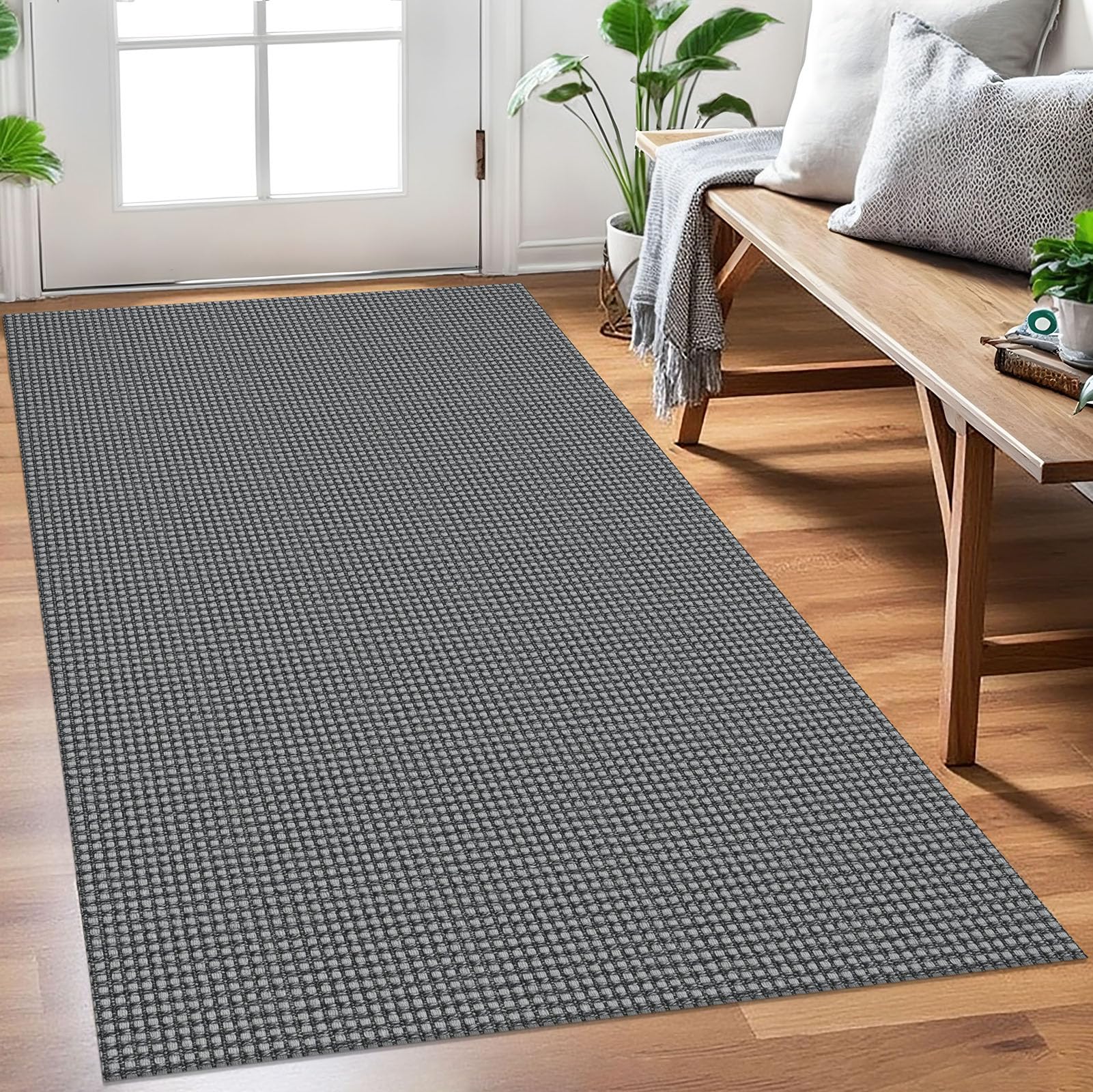 EARTHALL Woven Runner Rug 2x5 Ft Washable Runners for Hallways Cotton Non Slip Rubber Backed Kitchen Runner Braided Indoor Floor Carpet for Entryway, Hallway, Kitchen, Bedroom, Orange/Tan/Brown