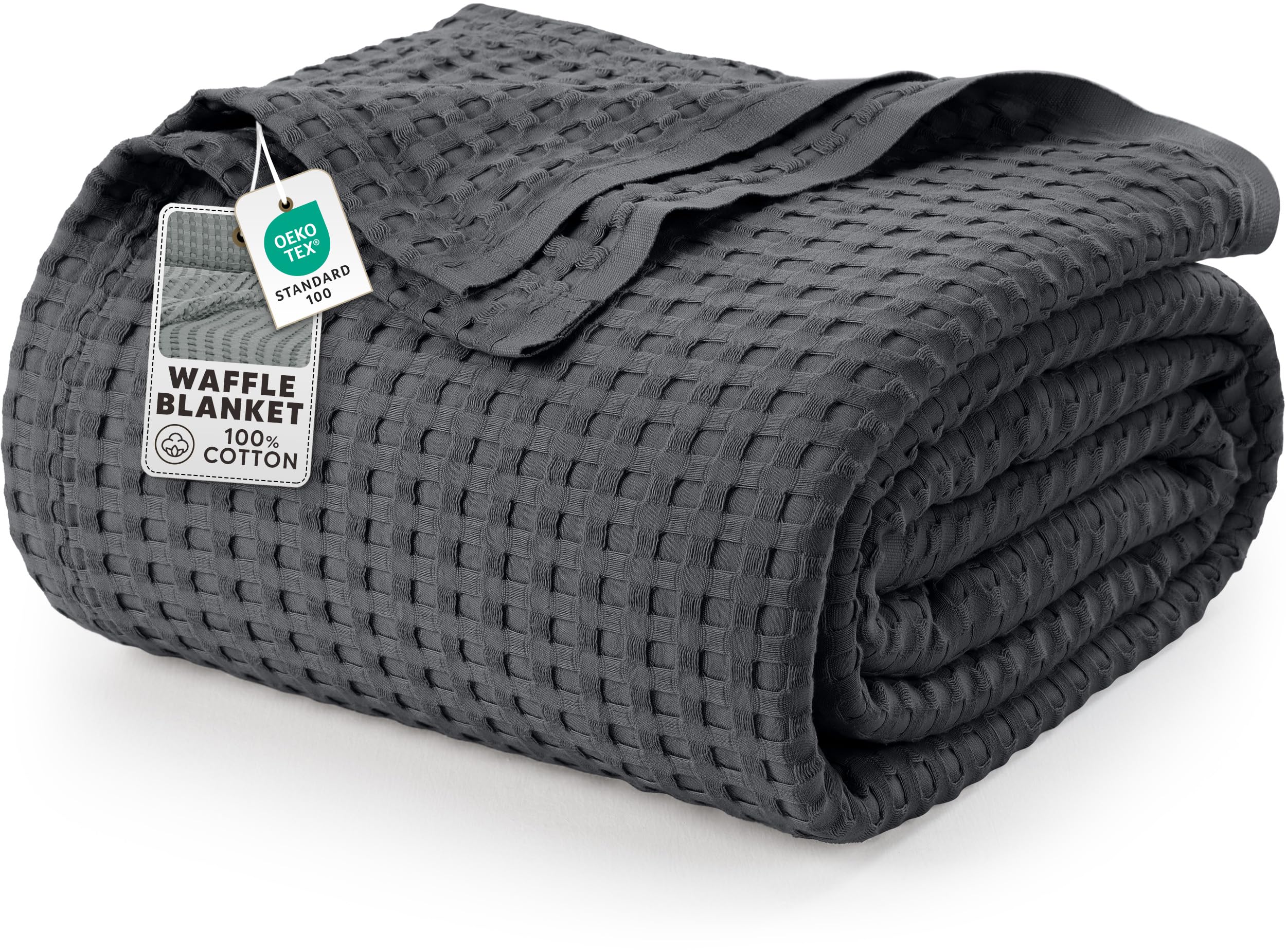 Utopia Bedding 100% Cotton Waffle Weave Blanket Queen Size for Bed - Lightweight, Breathable Summer Blankets Soft and Cozy, Gifts for Women Home Room Decor (White, 90x90 Inch)