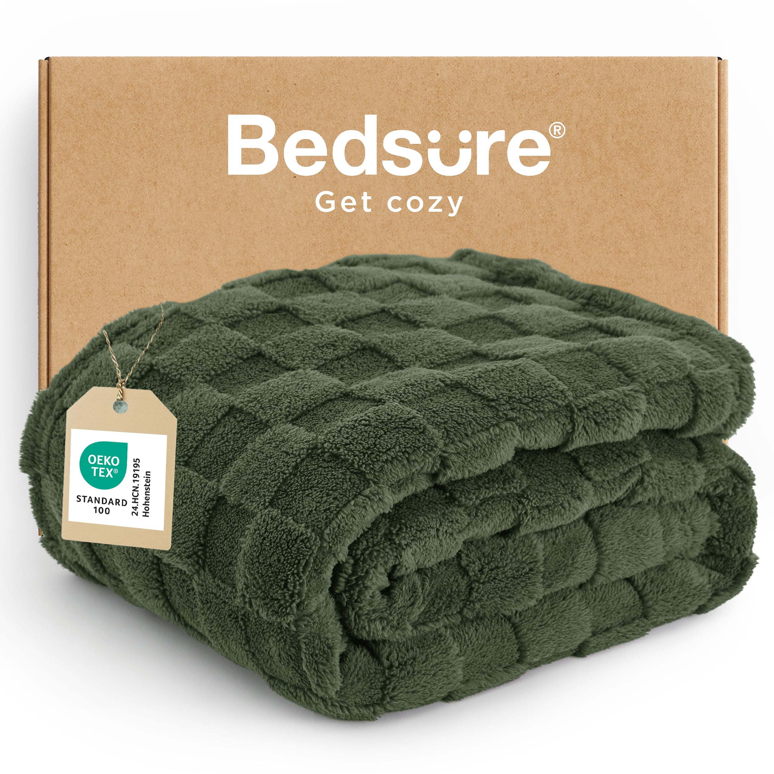 Bedsure GentleSoft Sage Green Throw Blanket for Couch - Checkered Fleece Mothers Gifts Day Blankets, Cute Soft Cozy Spring Summer Throw for Bedroom Home Decor Gifts for Girls, 50x60 Inches