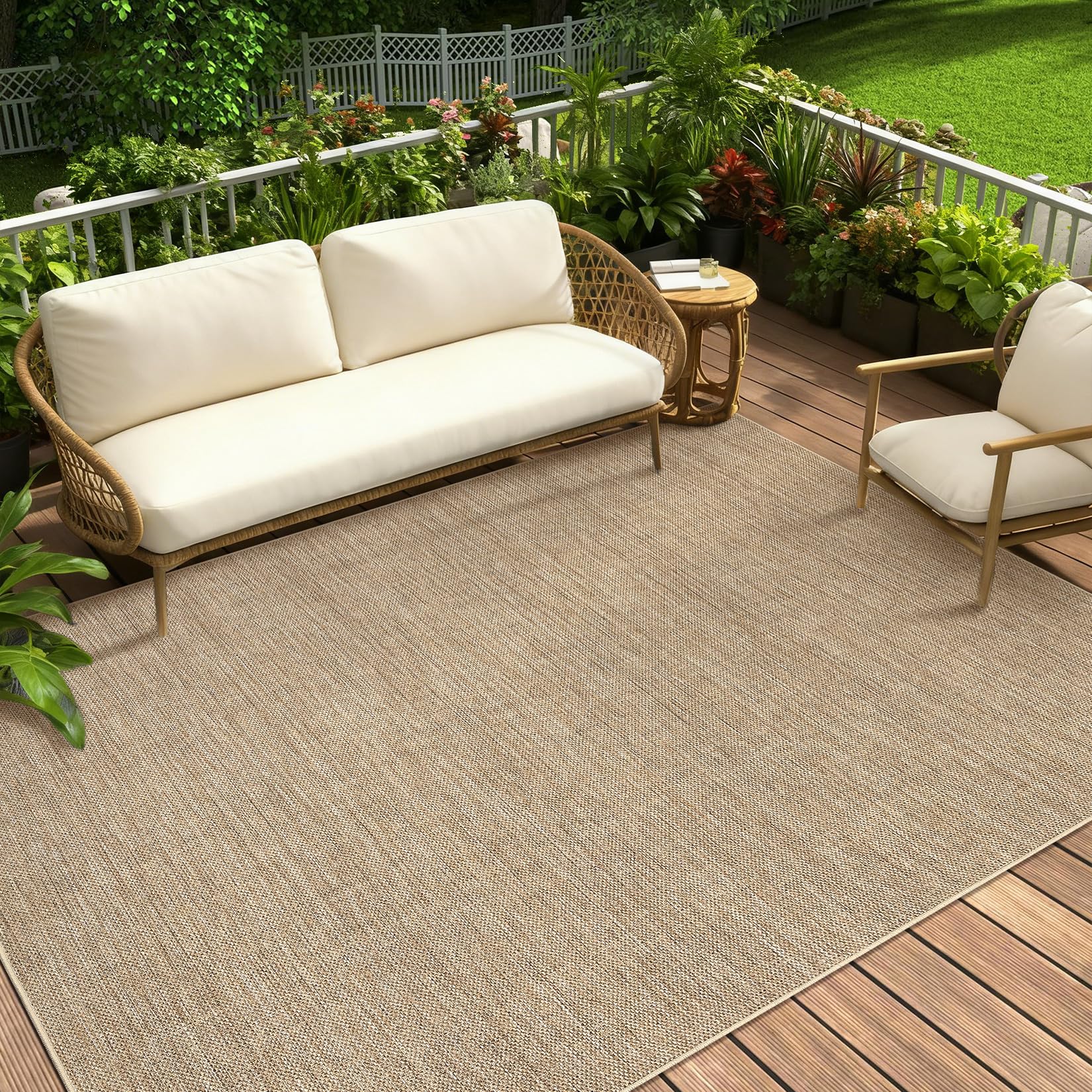2x6 Runner Rug for Hallway Modern Solid Washable Kitchen Rugs Non Slip Outdoor Patio Runner Rugs Indoor Outdoor Easy Jute Rug Neutral Easy Jute Runners for Porch Entryway Living Room Bedroom, Natural