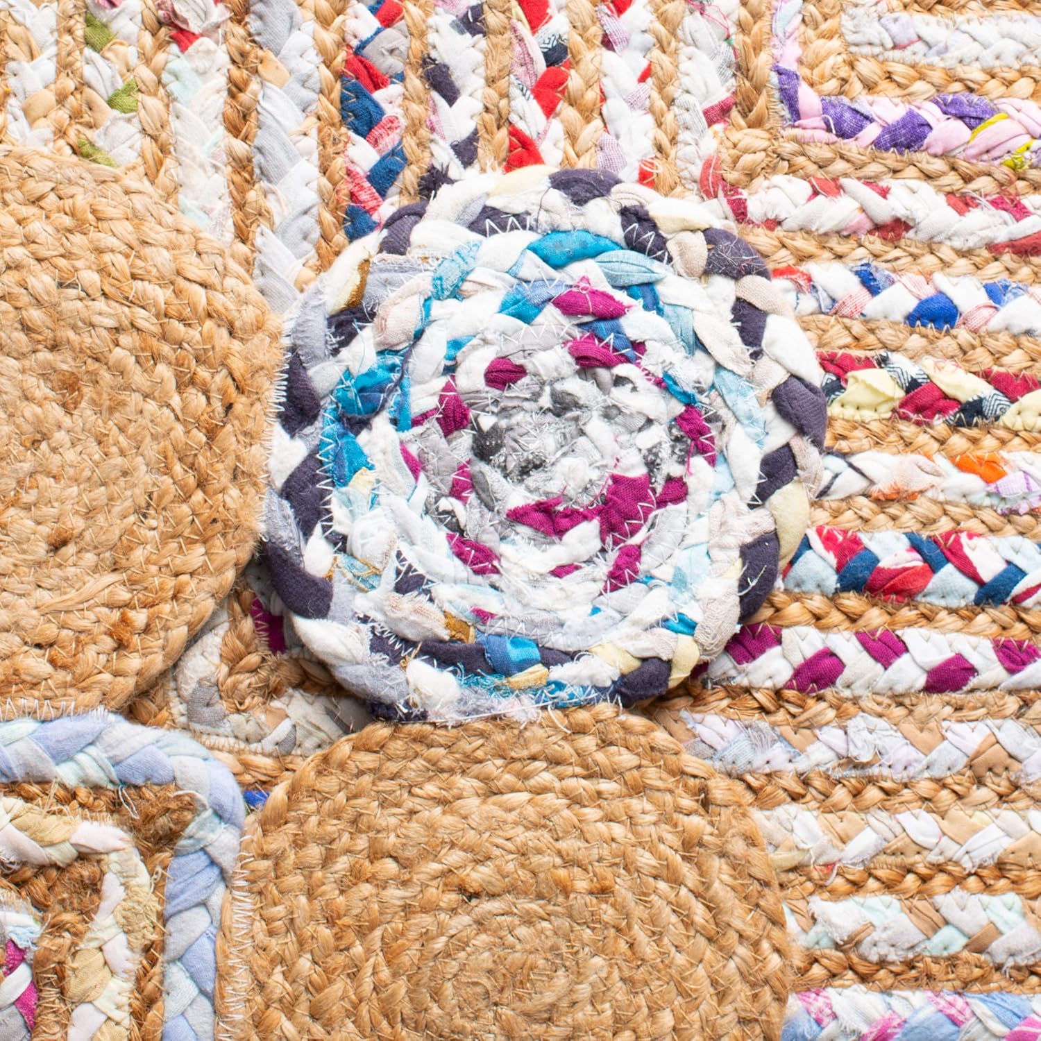 SAFAVIEH Cape Cod Collection Runner Rug - 2'3" x 6', Beige & Multi, Handmade Boho Braided Jute & Cotton, Ideal for High Traffic Areas in Living Room, Bedroom (CAP201B)