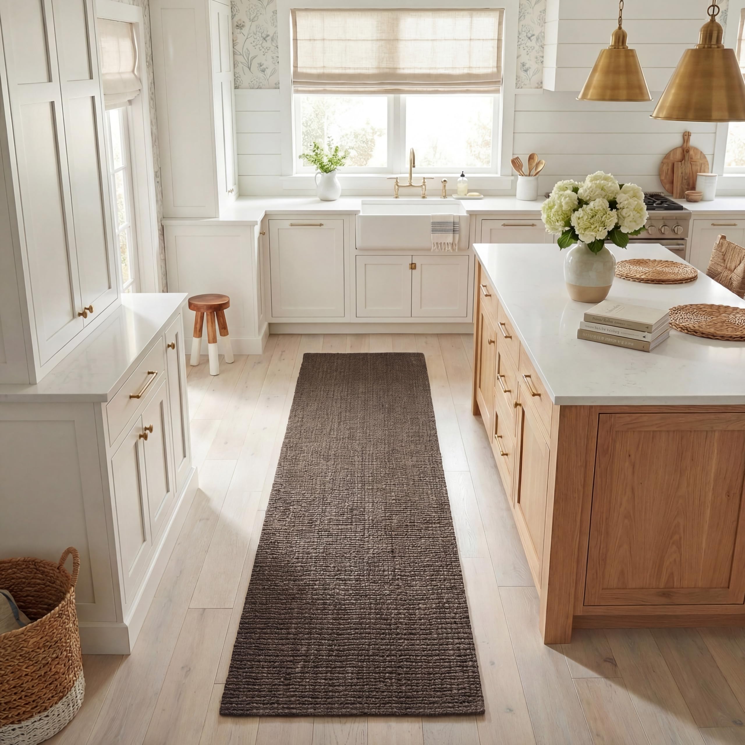 SAFAVIEH Natural Fiber Collection Runner Rug - 2'6" x 6', Natural Brown, Handmade Jute, Farmhouse Style, Chunky Textured Thick Pile (NF447A)