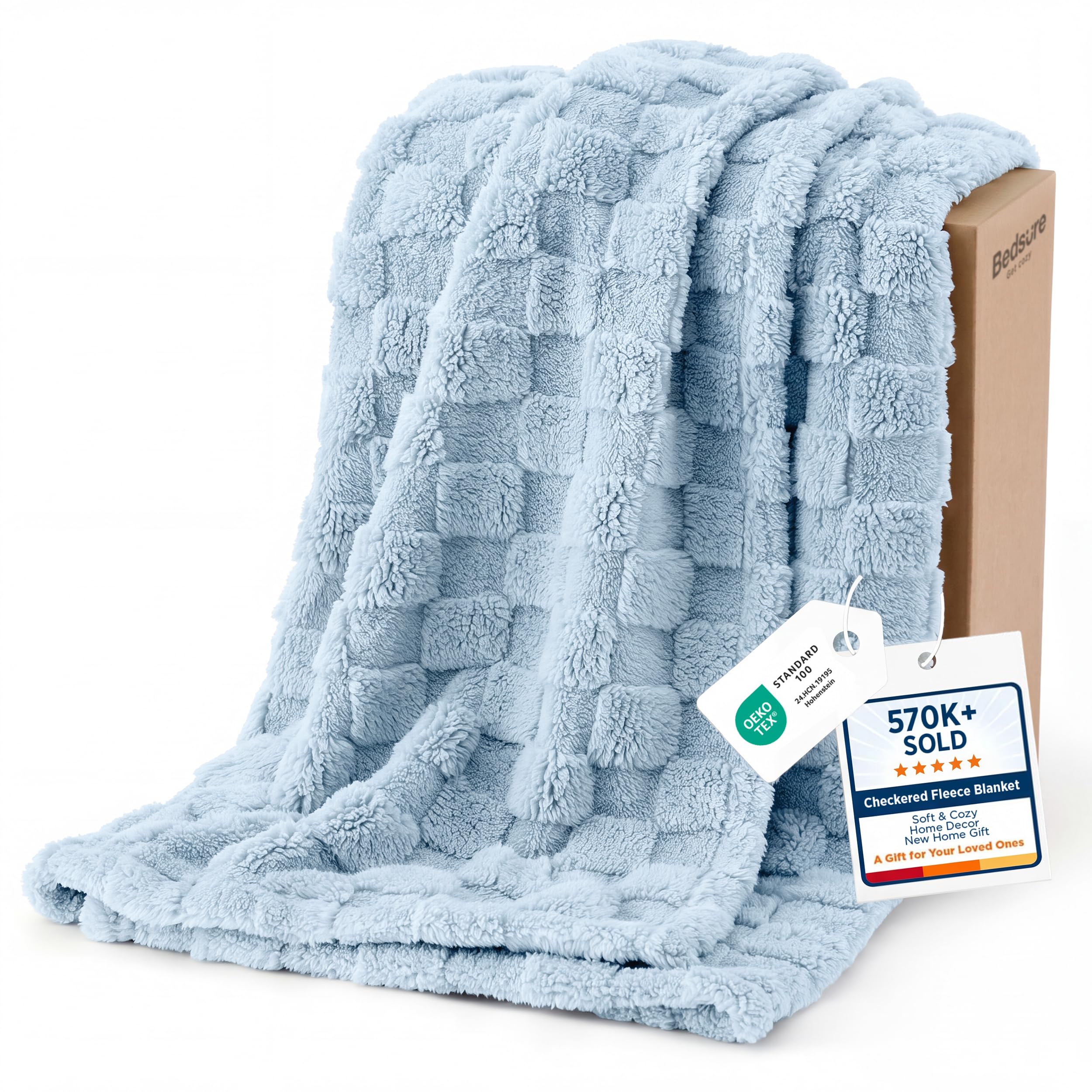 Bedsure GentleSoft Sage Green Throw Blanket for Couch - Checkered Fleece Mothers Gifts Day Blankets, Cute Soft Cozy Spring Summer Throw for Bedroom Home Decor Gifts for Girls, 50x60 Inches