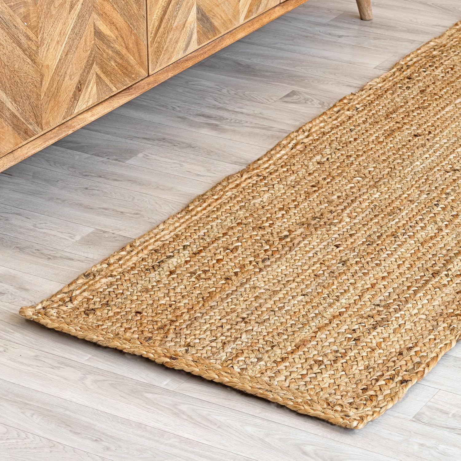 HOMEMONDE Handcrafted Woven Jute Runner Rug 2x8 ft - Rustic Natural Braided Area Rug - Farmhouse Indoor Eco Friendly Floor Rug for Kitchen, Hallway, Living Room, Bedroom