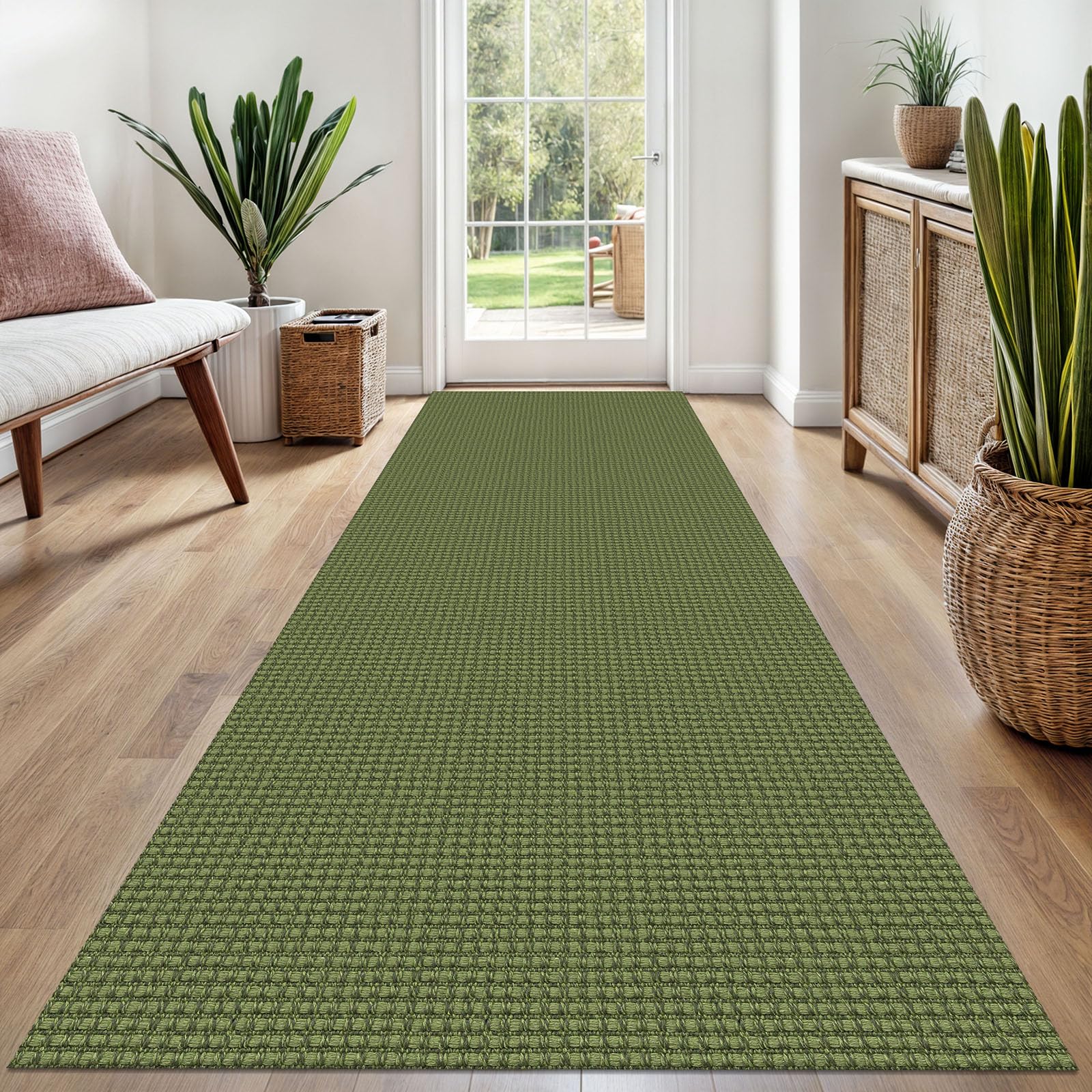 EARTHALL Woven Runner Rug 2x5 Ft Washable Runners for Hallways Cotton Non Slip Rubber Backed Kitchen Runner Braided Indoor Floor Carpet for Entryway, Hallway, Kitchen, Bedroom, Orange/Tan/Brown