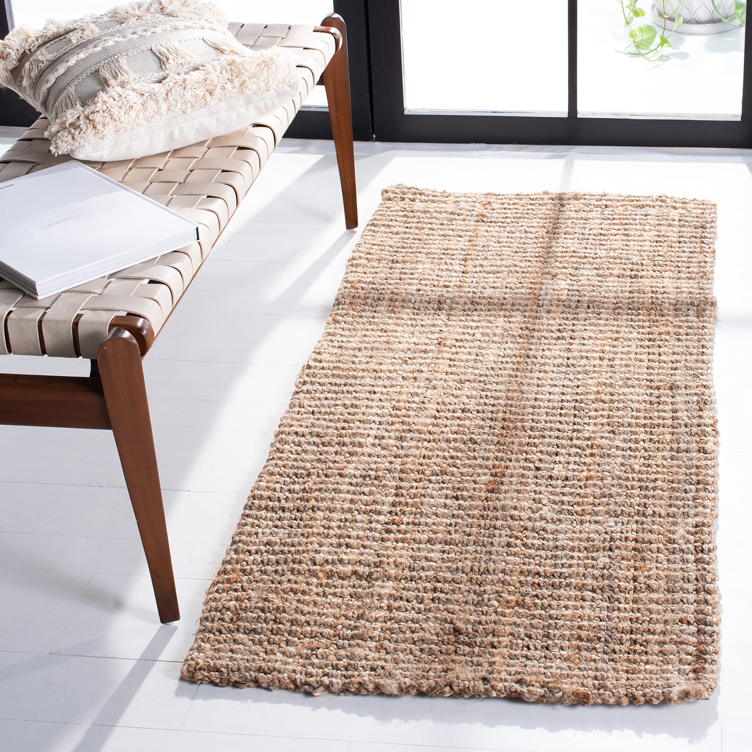 SAFAVIEH Natural Fiber Collection Runner Rug - 2'6" x 6', Natural Brown, Handmade Jute, Farmhouse Style, Chunky Textured Thick Pile (NF447A)