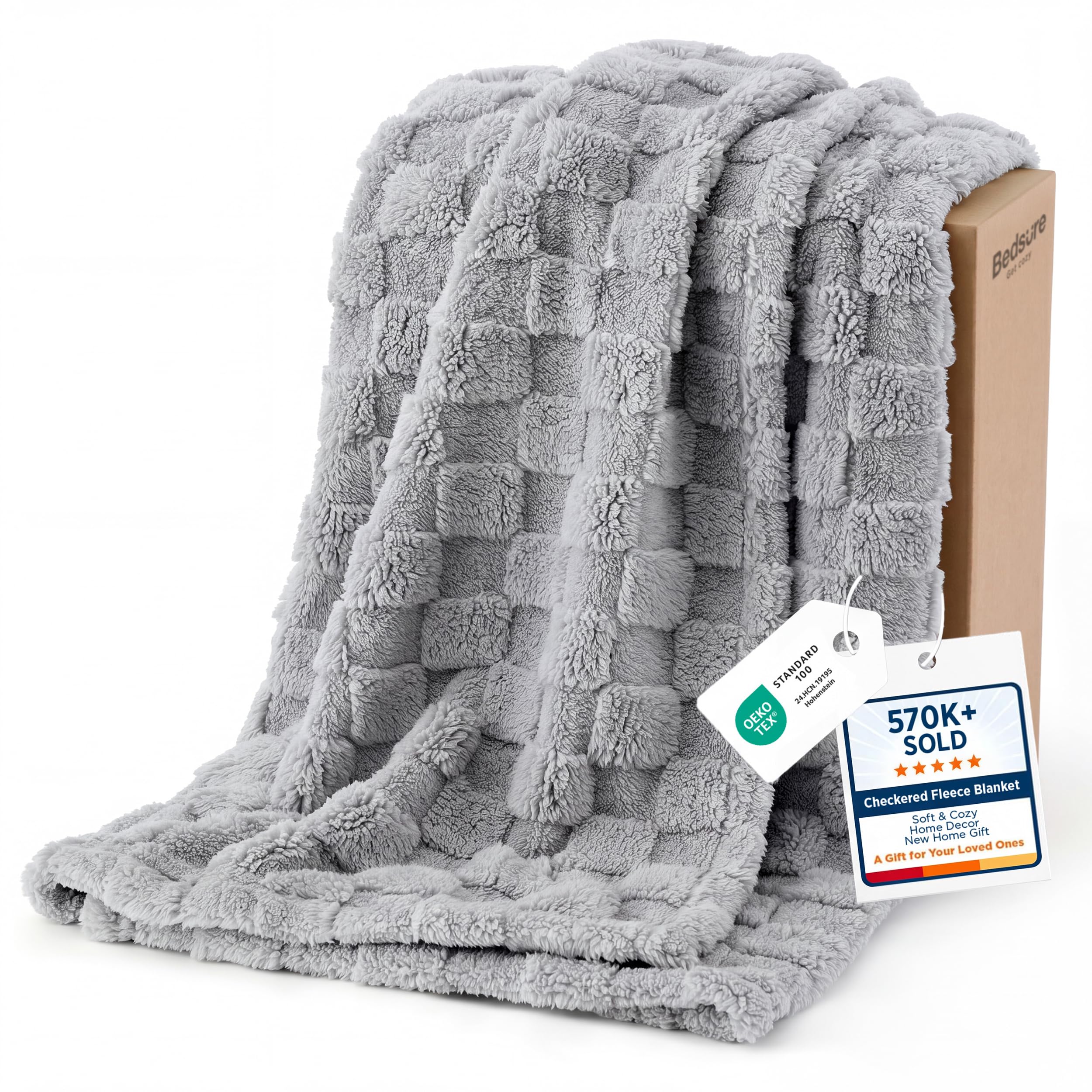 Bedsure GentleSoft Sage Green Throw Blanket for Couch - Checkered Fleece Mothers Gifts Day Blankets, Cute Soft Cozy Spring Summer Throw for Bedroom Home Decor Gifts for Girls, 50x60 Inches