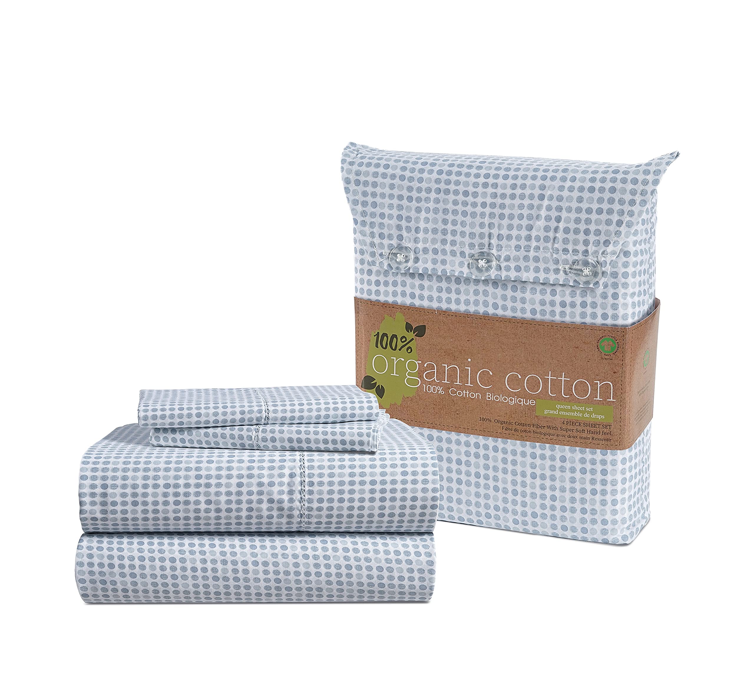 LANE LINEN 100% Organic Cotton Sheets Set Pure Long- Staple Percale Weave - Bedding for Bed Fits Mattress Upto 15" Deep Pocket (Queen Taupe)