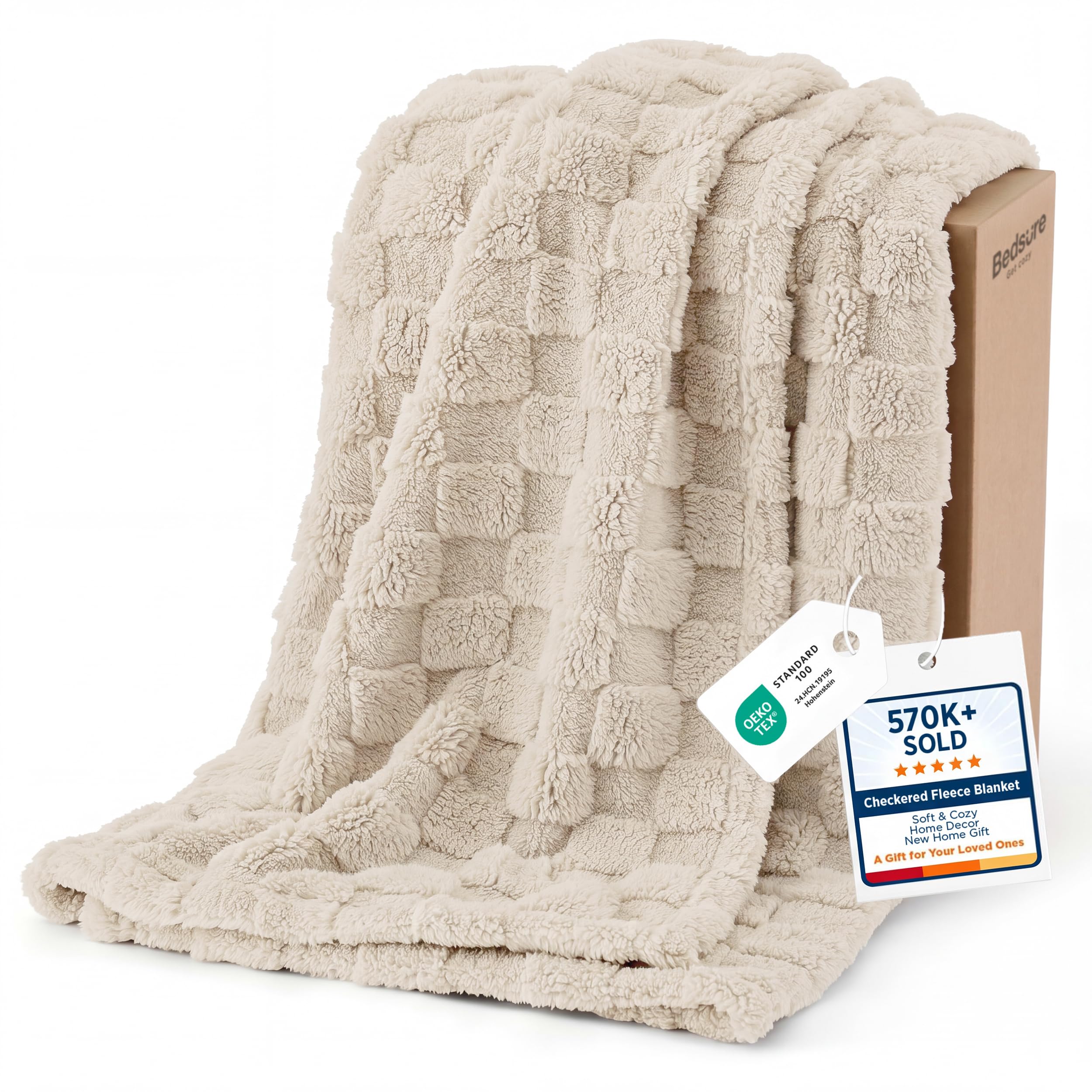 Bedsure GentleSoft Sage Green Throw Blanket for Couch - Checkered Fleece Mothers Gifts Day Blankets, Cute Soft Cozy Spring Summer Throw for Bedroom Home Decor Gifts for Girls, 50x60 Inches