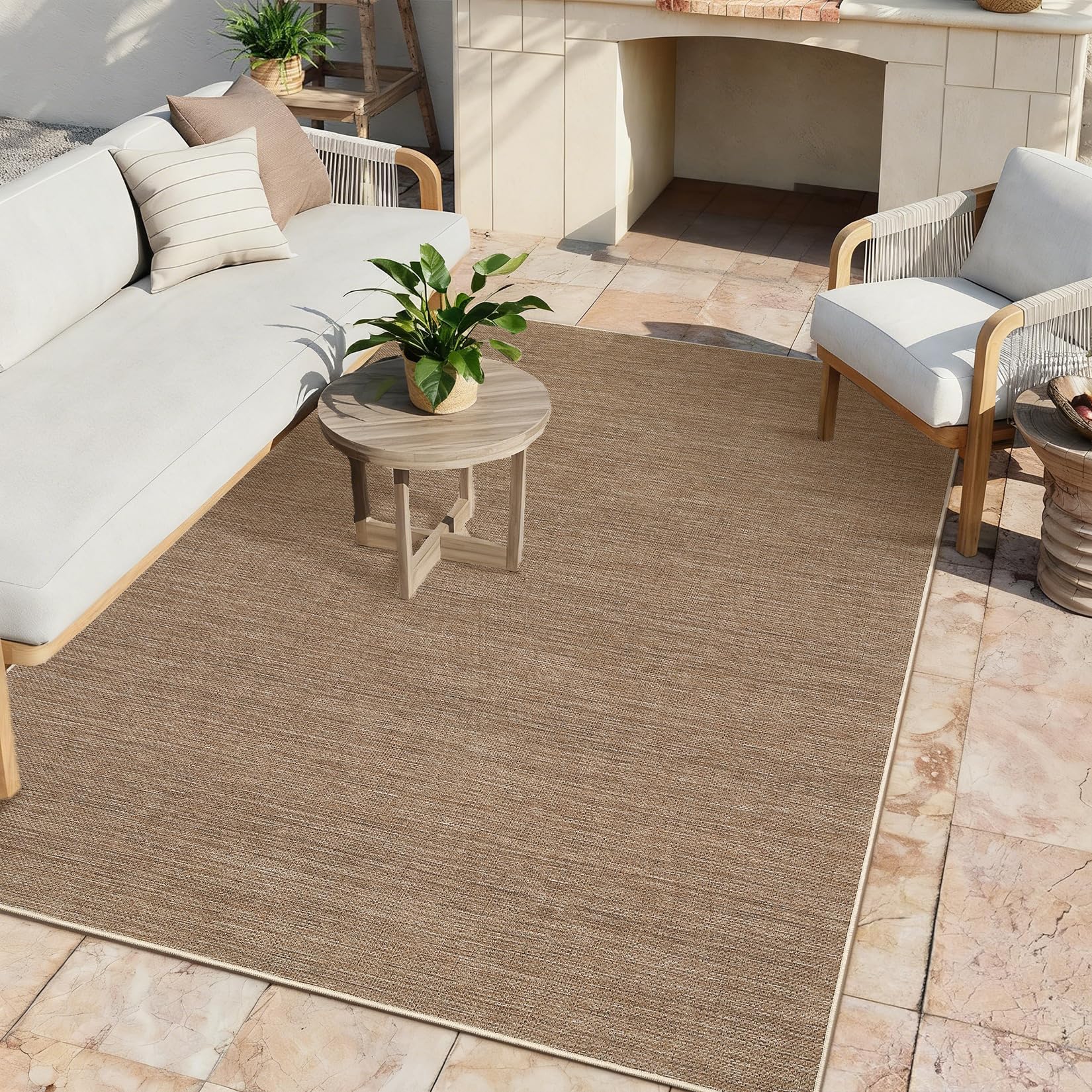2x6 Runner Rug for Hallway Modern Solid Washable Kitchen Rugs Non Slip Outdoor Patio Runner Rugs Indoor Outdoor Easy Jute Rug Neutral Easy Jute Runners for Porch Entryway Living Room Bedroom, Natural