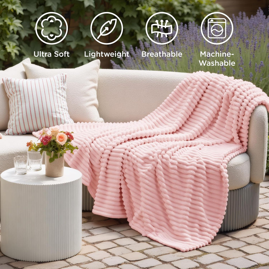 Bedsure GentleSoft Pink Throw Blanket for Couch - Birthday Gifts for Teenage Girls Sister Women Teacher Graduation Gifts, Cozy Cute Fleece Bed Throw Blanket, Coral Pink Room Home Decor, 50x60 Inches