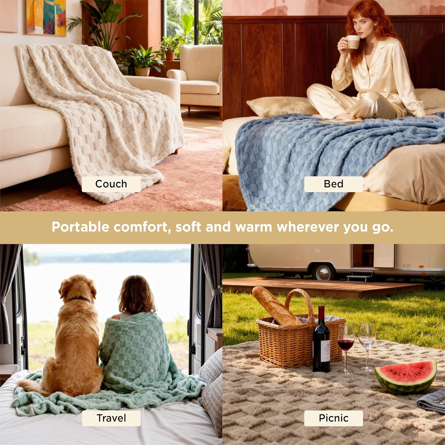 Bedsure GentleSoft Sage Green Throw Blanket for Couch - Checkered Fleece Mothers Gifts Day Blankets, Cute Soft Cozy Spring Summer Throw for Bedroom Home Decor Gifts for Girls, 50x60 Inches