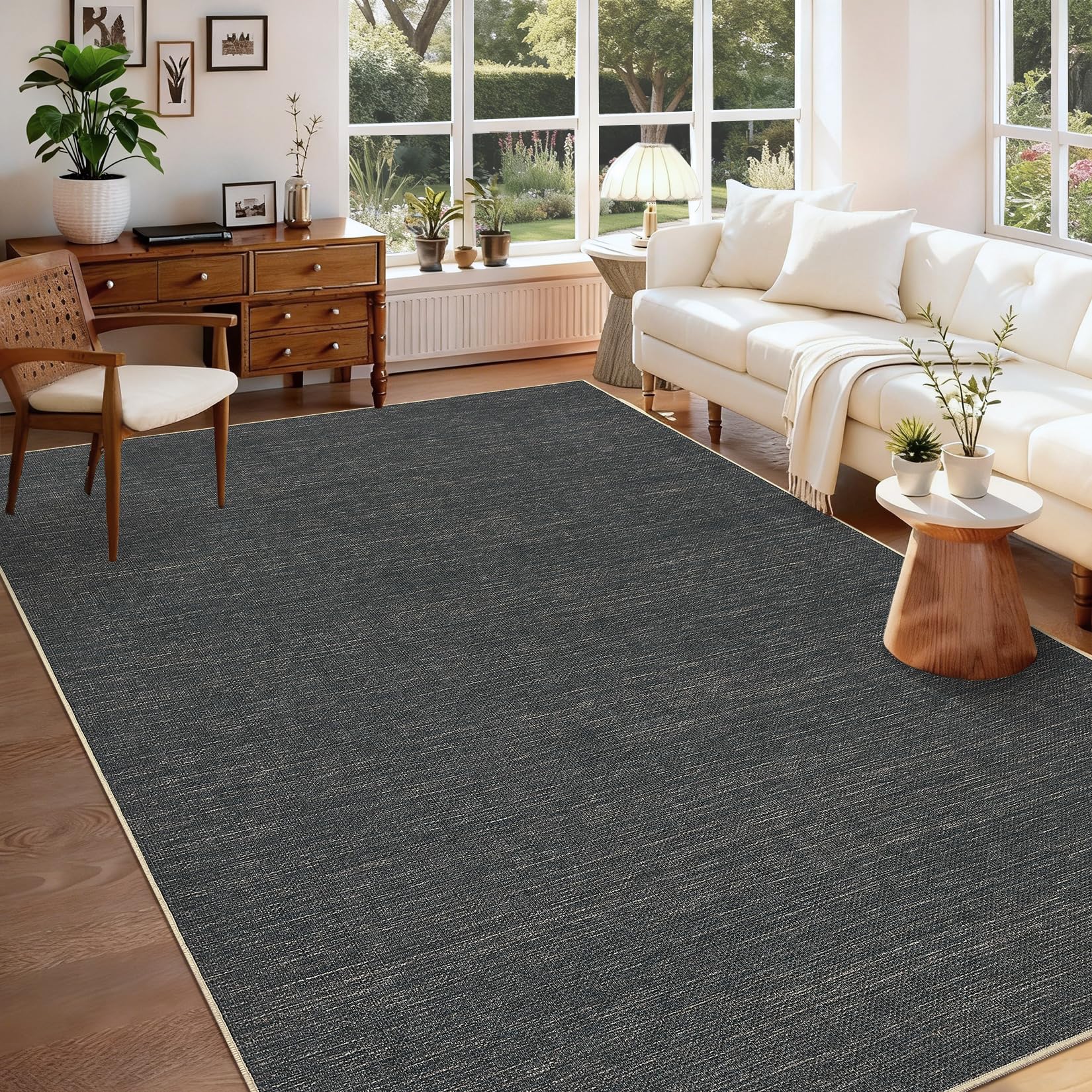 2x6 Runner Rug for Hallway Modern Solid Washable Kitchen Rugs Non Slip Outdoor Patio Runner Rugs Indoor Outdoor Easy Jute Rug Neutral Easy Jute Runners for Porch Entryway Living Room Bedroom, Natural