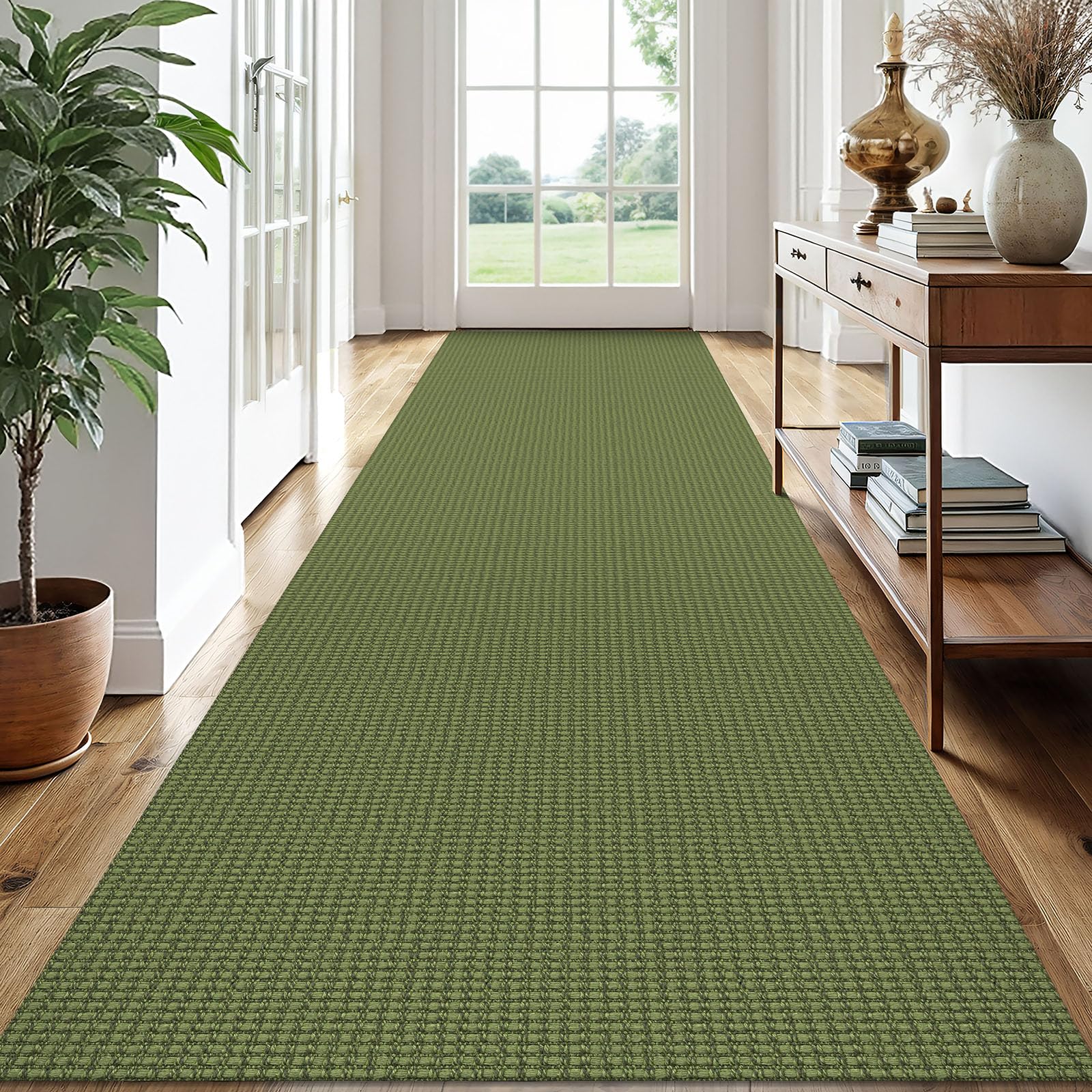 EARTHALL Woven Runner Rug 2x5 Ft Washable Runners for Hallways Cotton Non Slip Rubber Backed Kitchen Runner Braided Indoor Floor Carpet for Entryway, Hallway, Kitchen, Bedroom, Orange/Tan/Brown