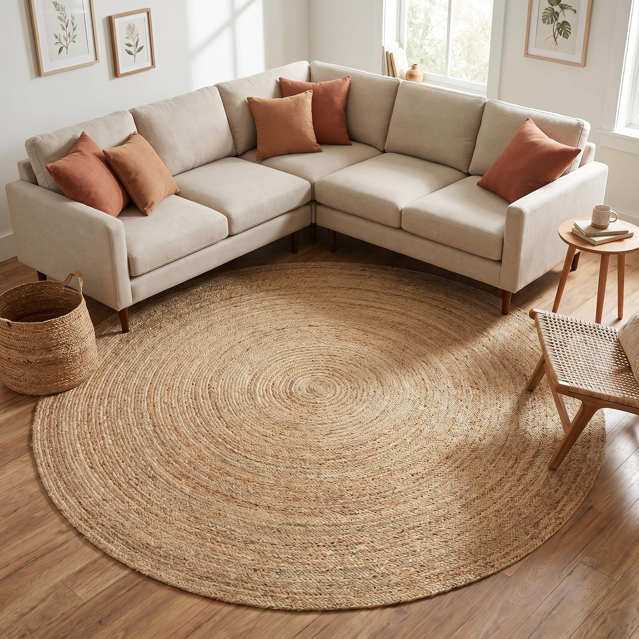 Jute Braided Runner Rug, Natural - 2x6 Feet, Farmhouse Hand Woven Coastal Runners for Hallways, Kitchen, Bedroom, Entry Door | Neutral Boho Beige Floor Carpet for Nursery, Balcony - 24x72 Inches