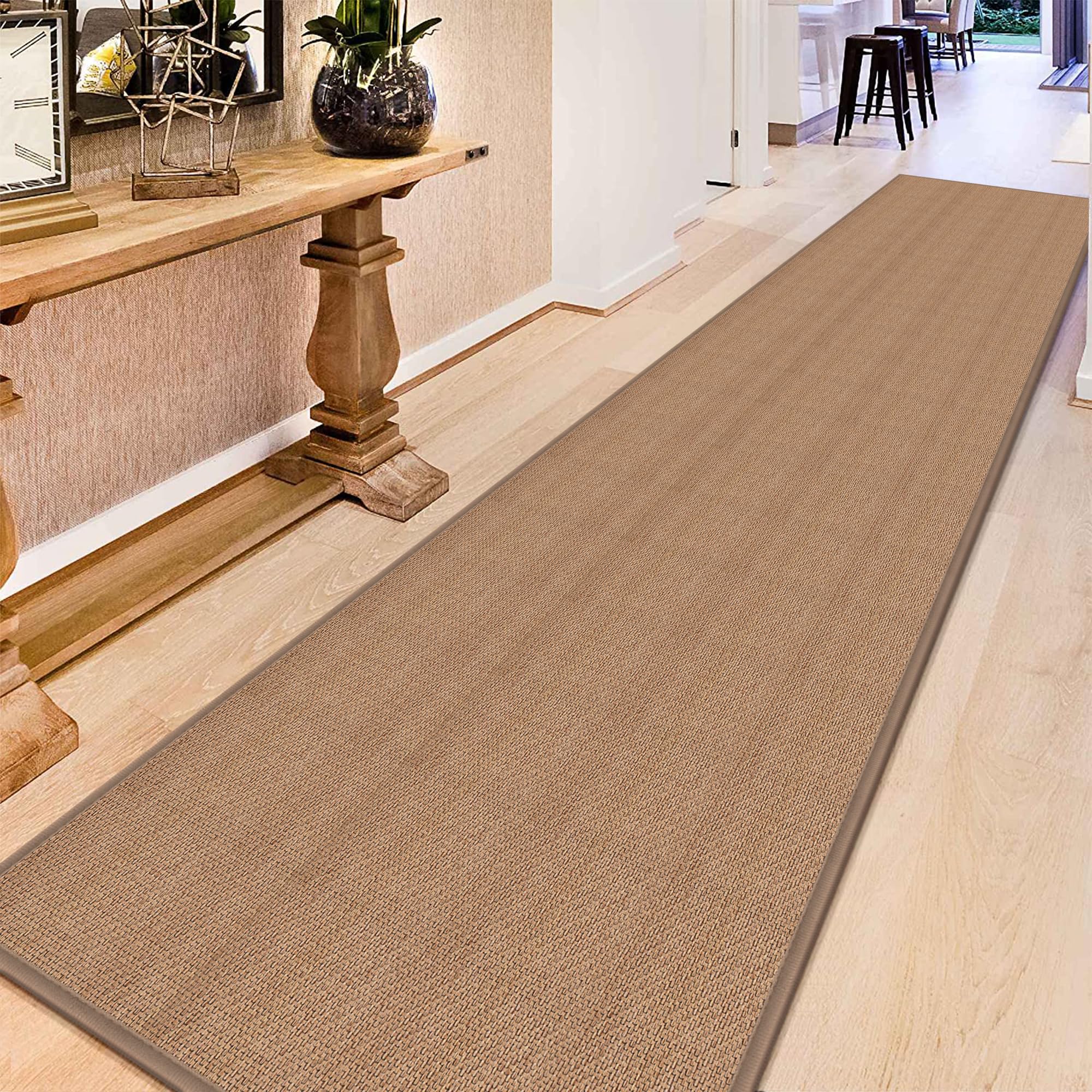 GOYLSER 10 ft Washable Runner Rug Jute Carpet Runner for Hallway, Non Slip Bath Rug Runner Mat, Beige Indoor Runner Rugs for Entryway