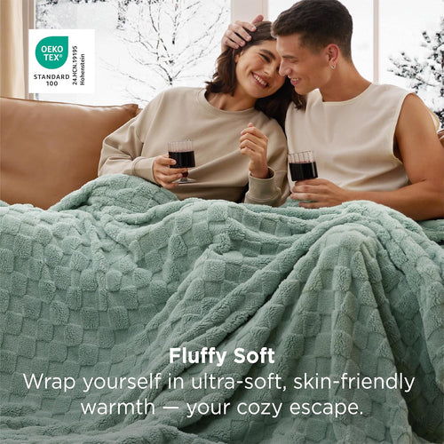 Bedsure GentleSoft Sage Green Throw Blanket for Couch - Checkered Fleece Mothers Gifts Day Blankets, Cute Soft Cozy Spring Summer Throw for Bedroom Home Decor Gifts for Girls, 50x60 Inches