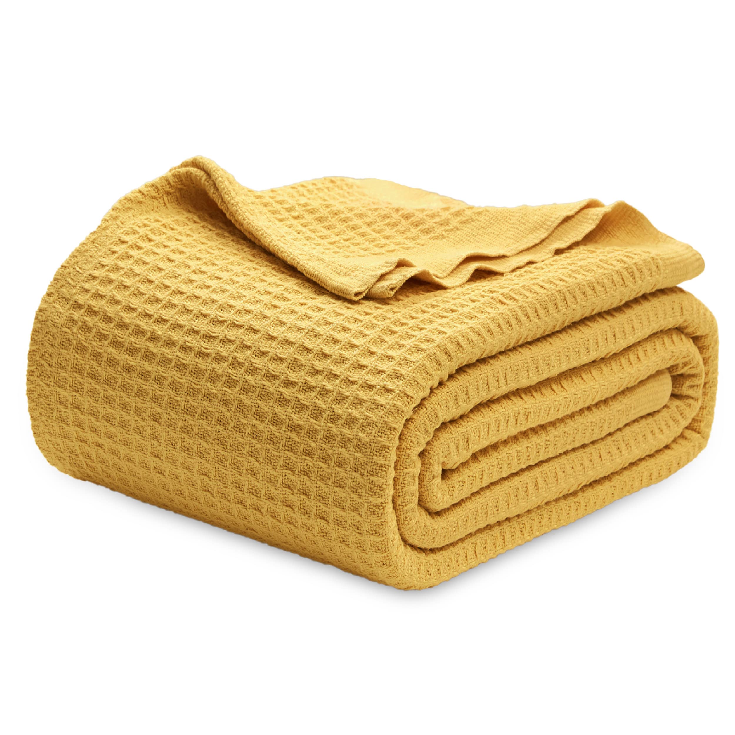 Bedsure Gentlesoft 100% Cotton Blanket Twin XL Size for College Dorm - Cooling Breathable and Soft for Summer, Waffle Weave Twin Blanket for Bed, Dorm Room Essentials, White, 66x90 inches