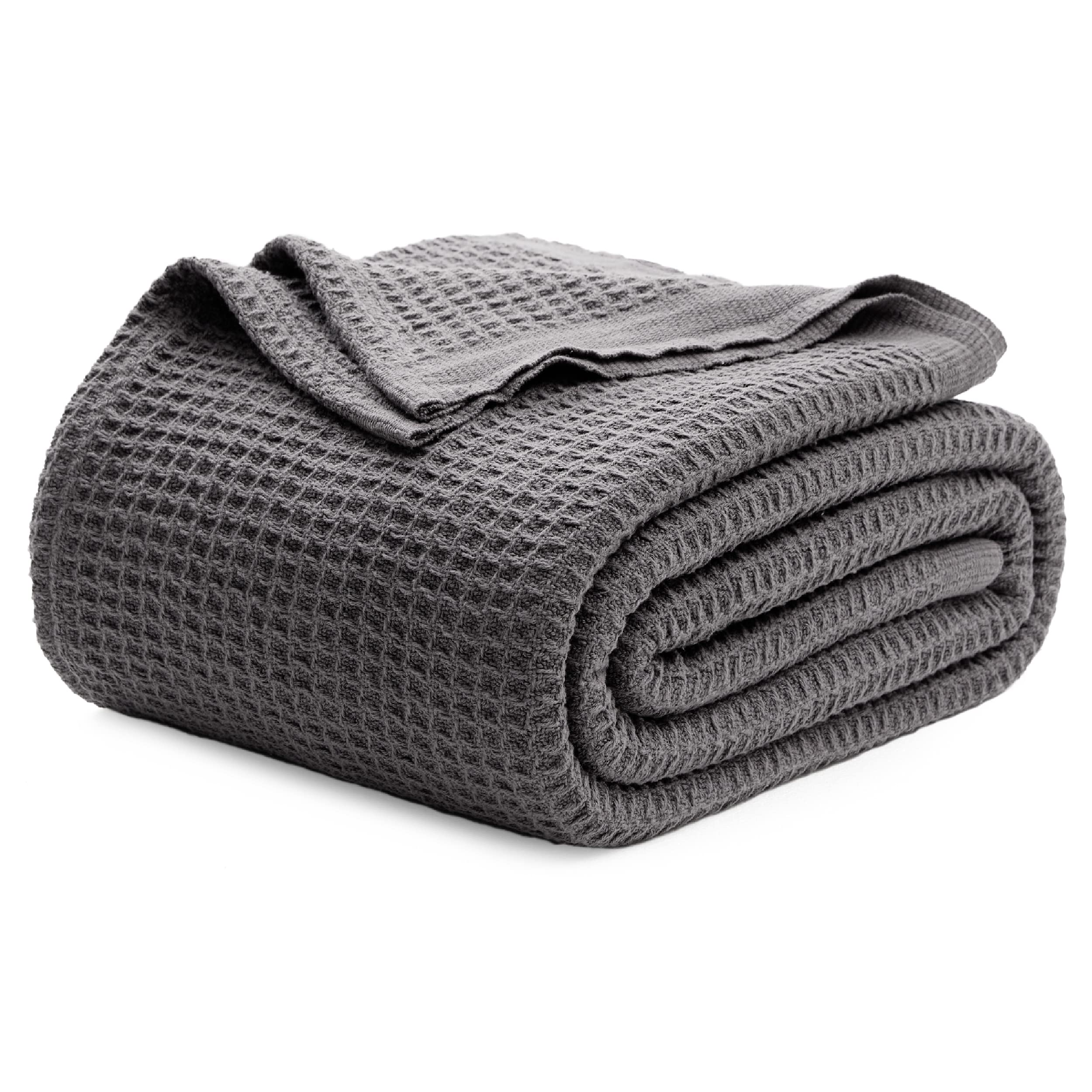 Bedsure Gentlesoft 100% Cotton Blanket Twin XL Size for College Dorm - Cooling Breathable and Soft for Summer, Waffle Weave Twin Blanket for Bed, Dorm Room Essentials, White, 66x90 inches