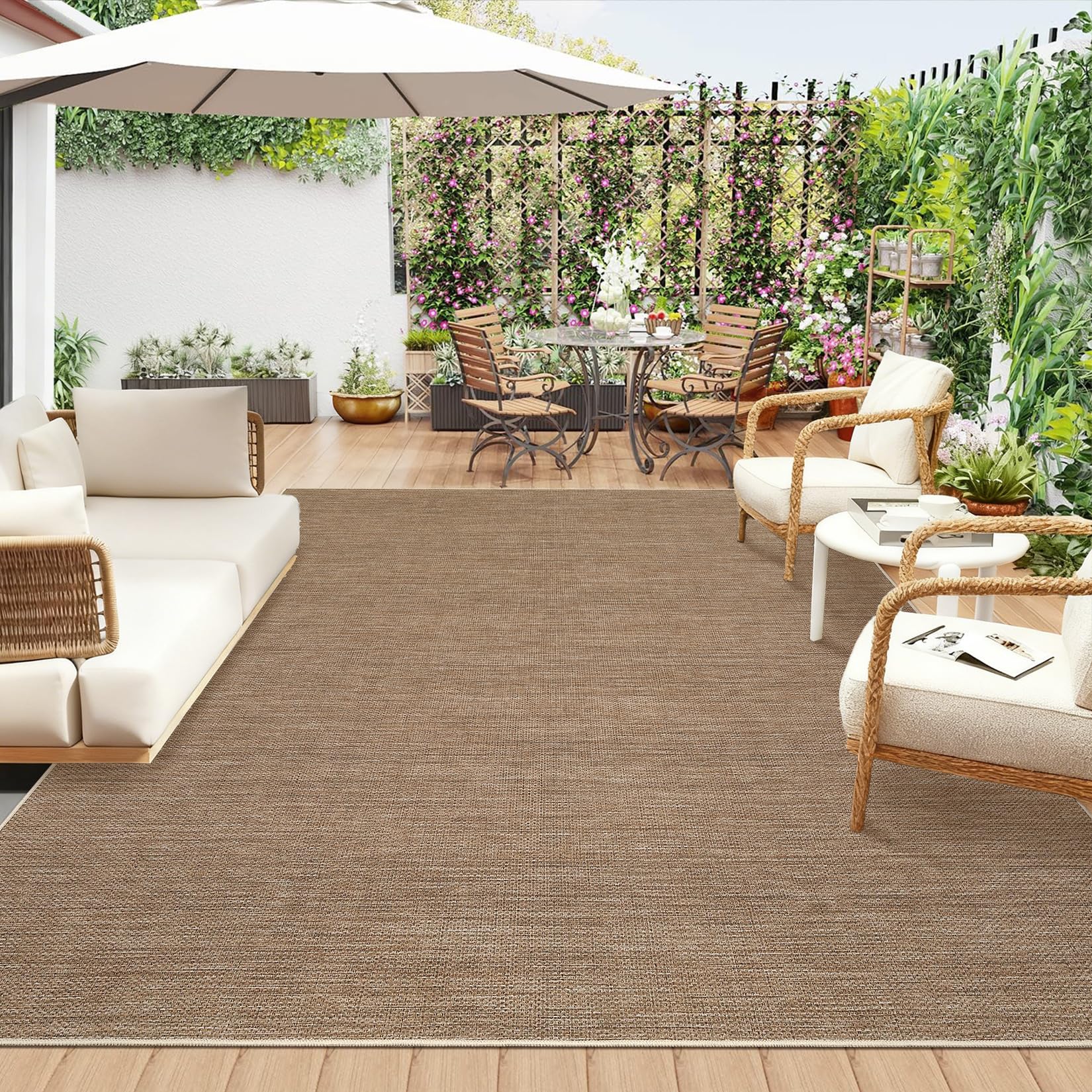 2x6 Runner Rug for Hallway Modern Solid Washable Kitchen Rugs Non Slip Outdoor Patio Runner Rugs Indoor Outdoor Easy Jute Rug Neutral Easy Jute Runners for Porch Entryway Living Room Bedroom, Natural