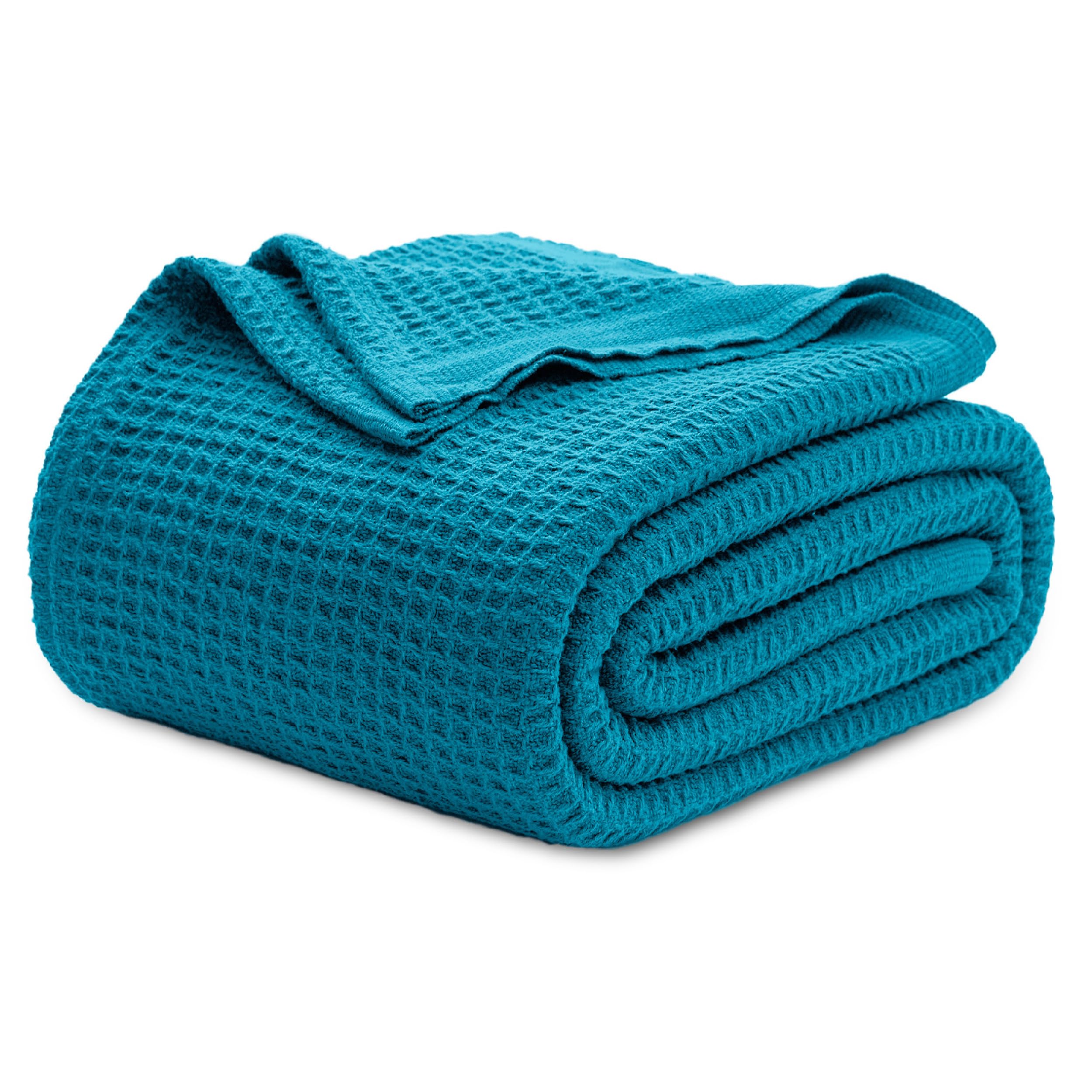 Bedsure Gentlesoft 100% Cotton Blanket Twin XL Size for College Dorm - Cooling Breathable and Soft for Summer, Waffle Weave Twin Blanket for Bed, Dorm Room Essentials, White, 66x90 inches